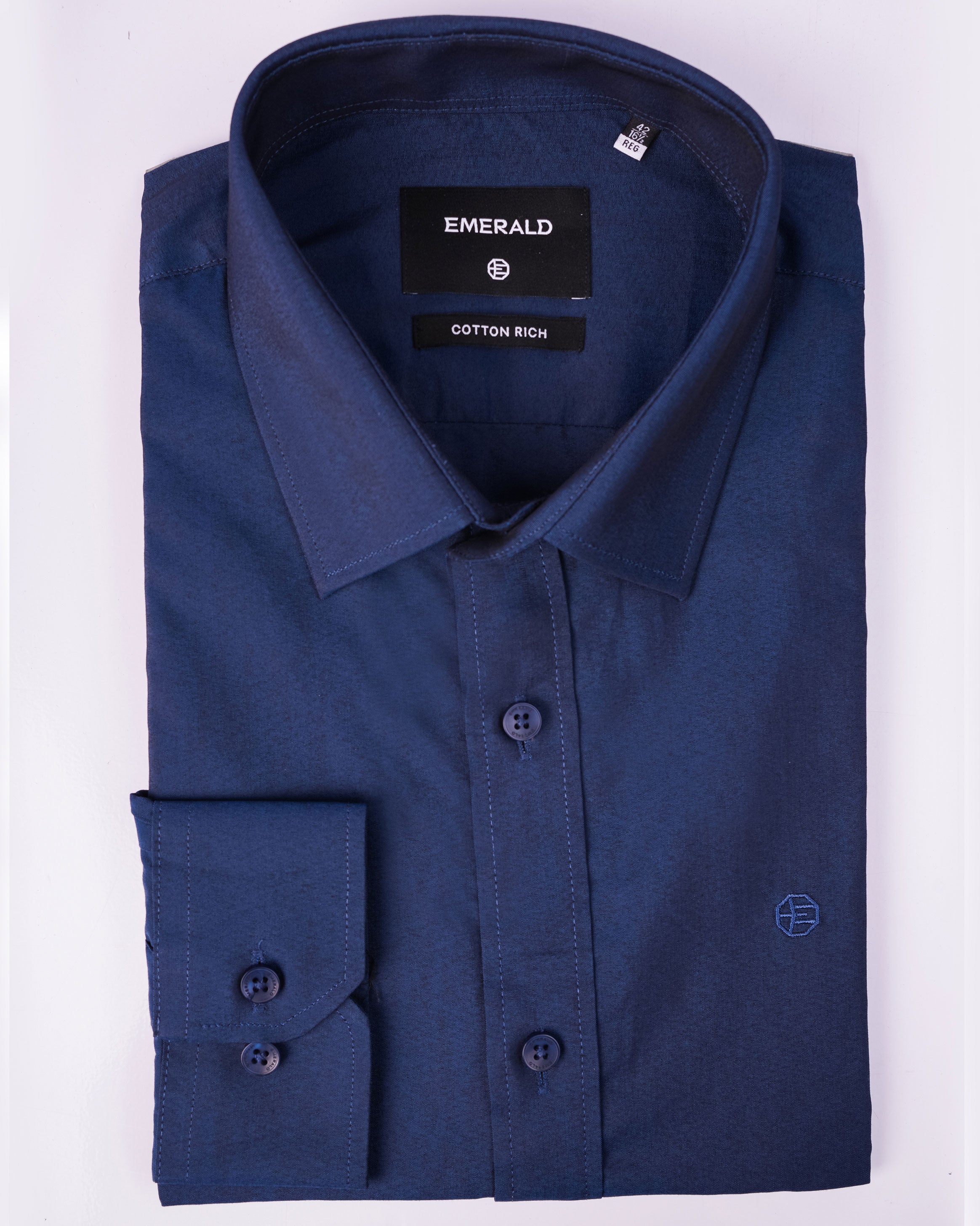 Emerald Evening Plain Regular Fit - Estate Blue