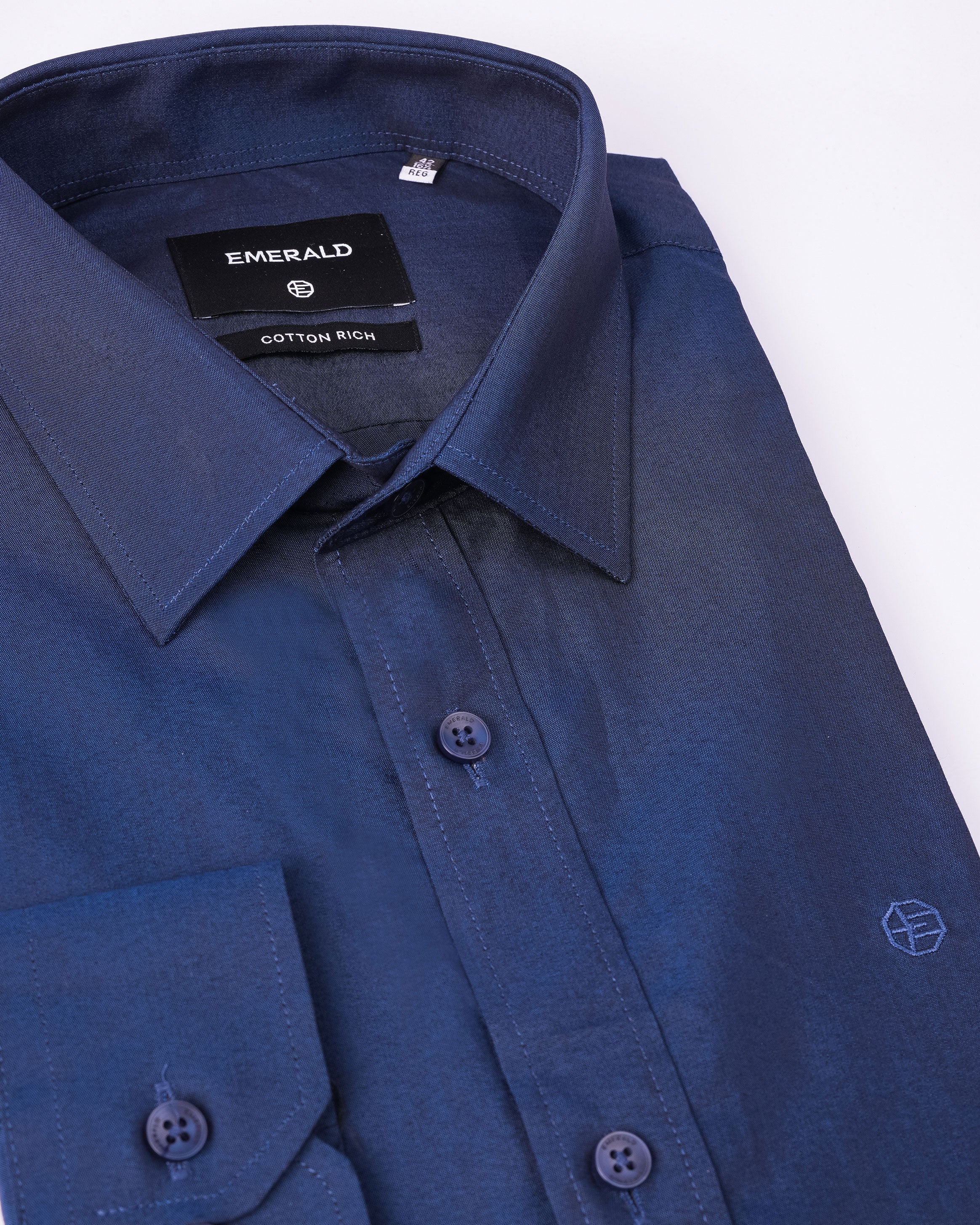 Emerald Evening Plain Regular Fit - Estate Blue