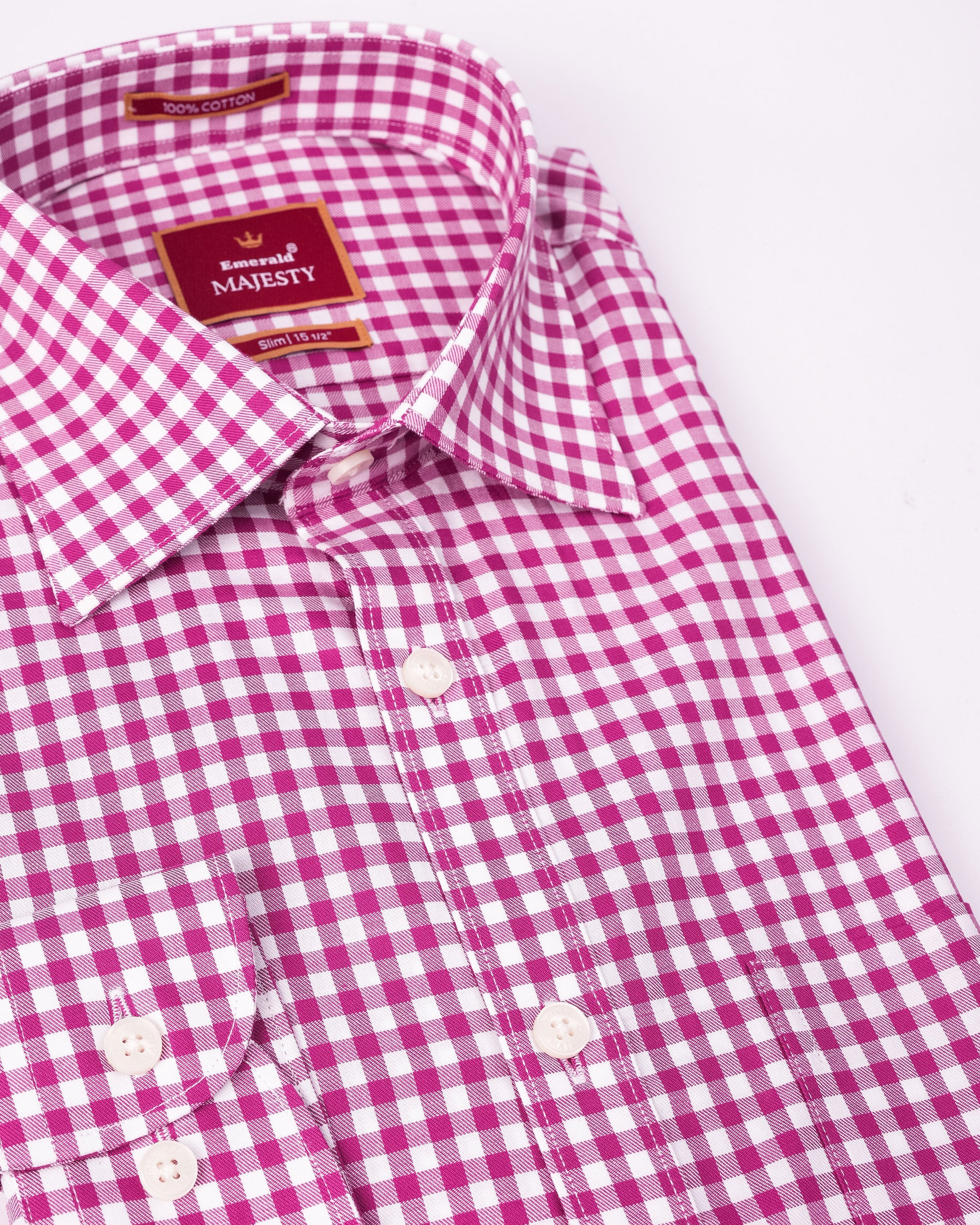 Emerald Majesty Checks Slim Fit - Blackberry Wine