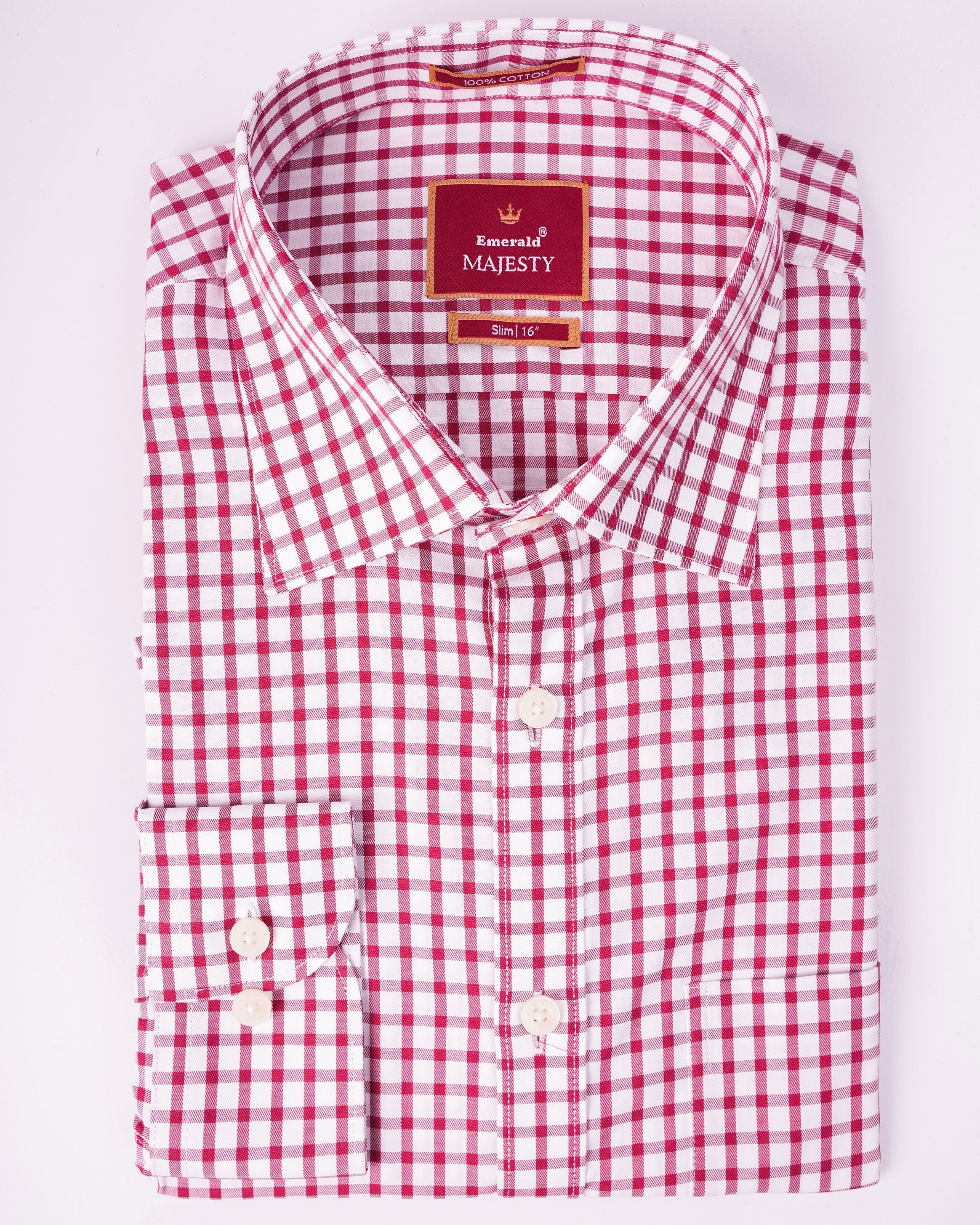 Emerald Majesty Checks Slim Fit - Burgundy