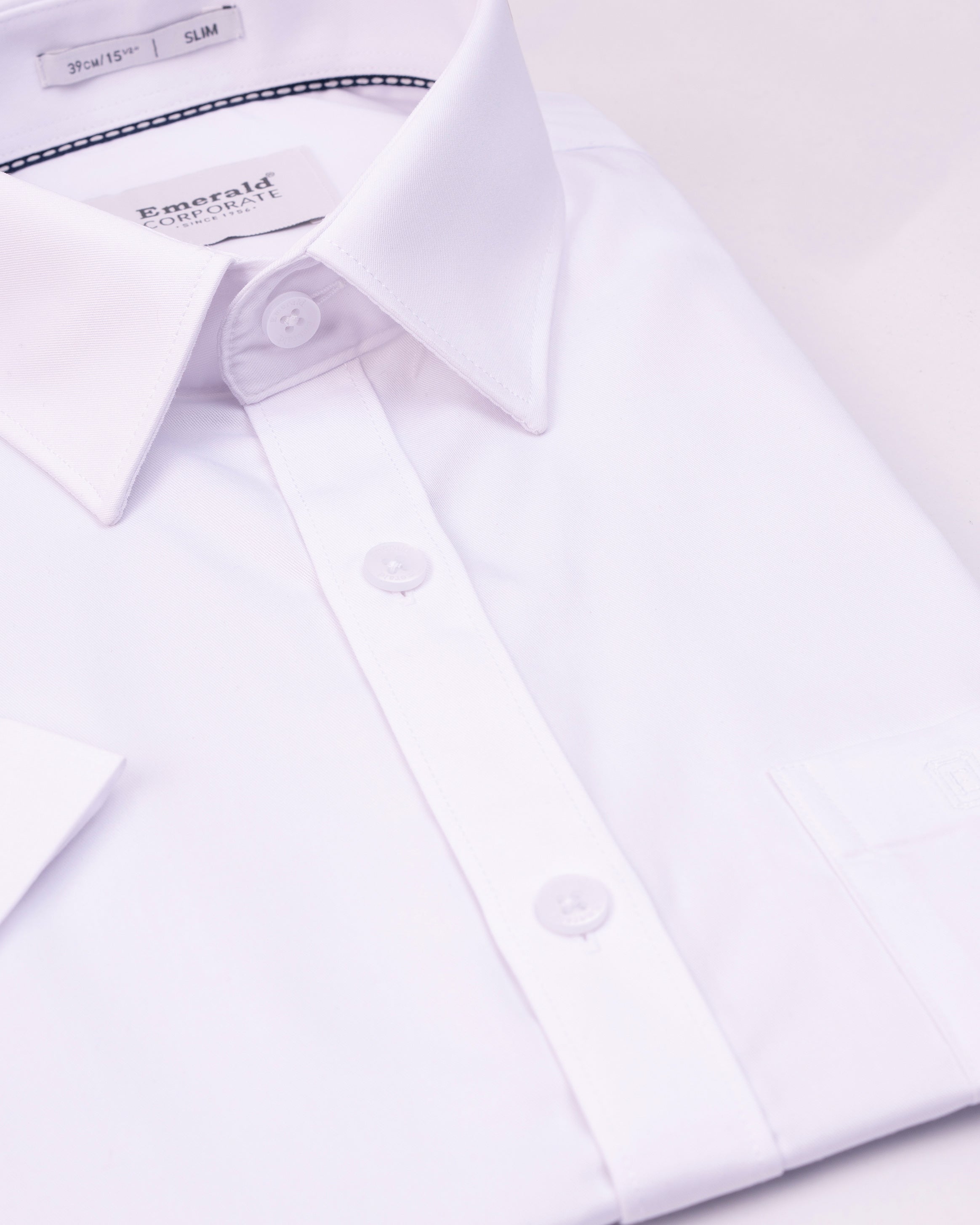 Emerald Corporate Twill White Slim Fit-Egret