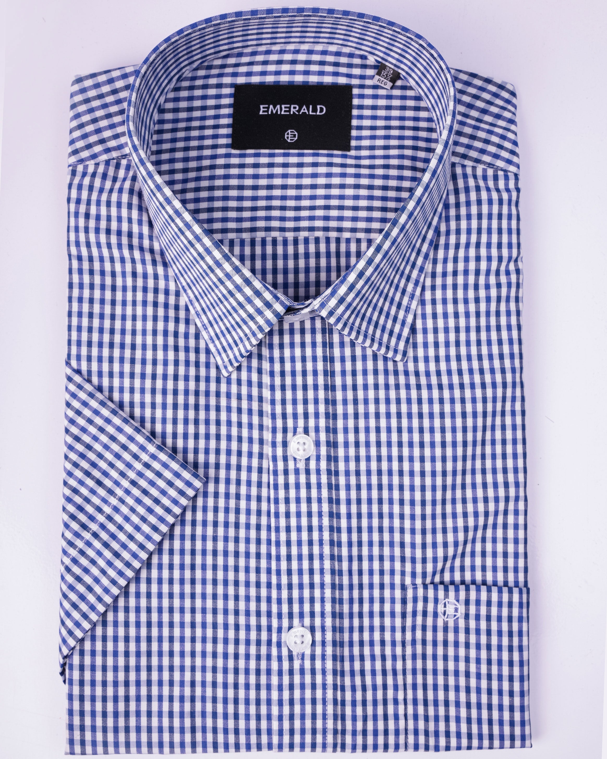 Emerald Formal Checks Regular Fit - Blue Faience