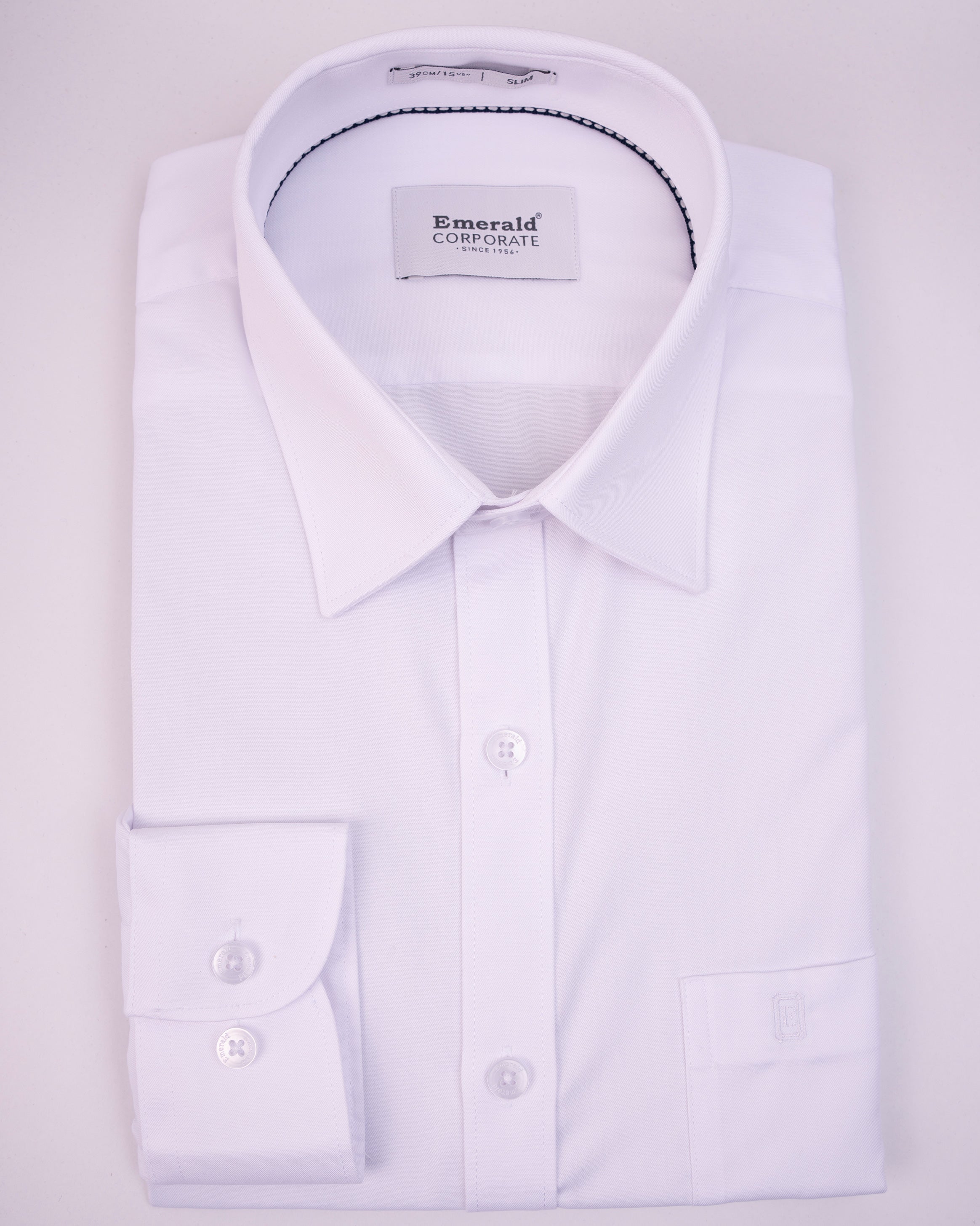 Emerald Corporate Twill White Slim Fit-Egret