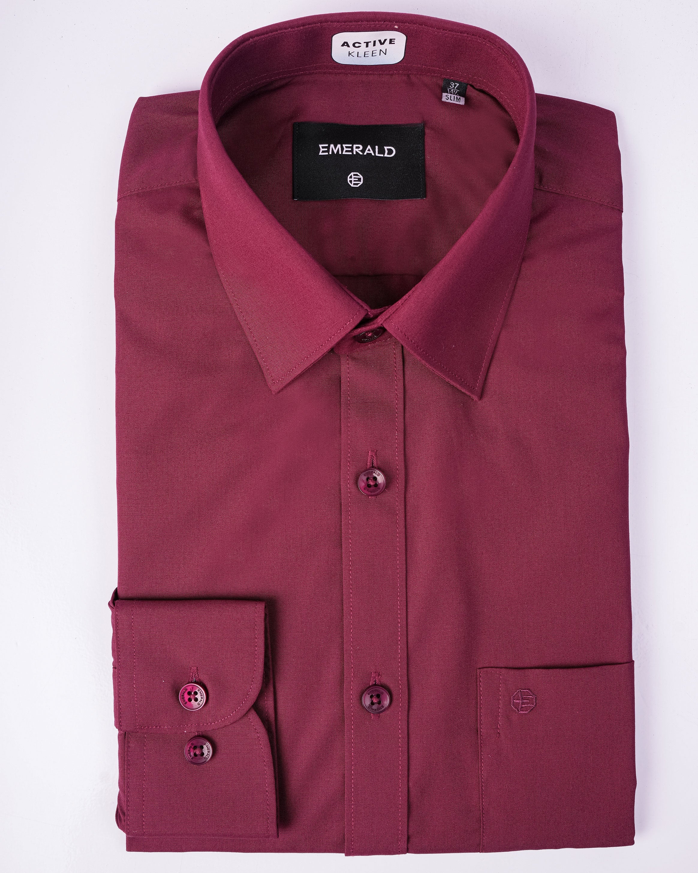 Emerald Corporate Active Kleen Plain Slim Fit - Biking Red
