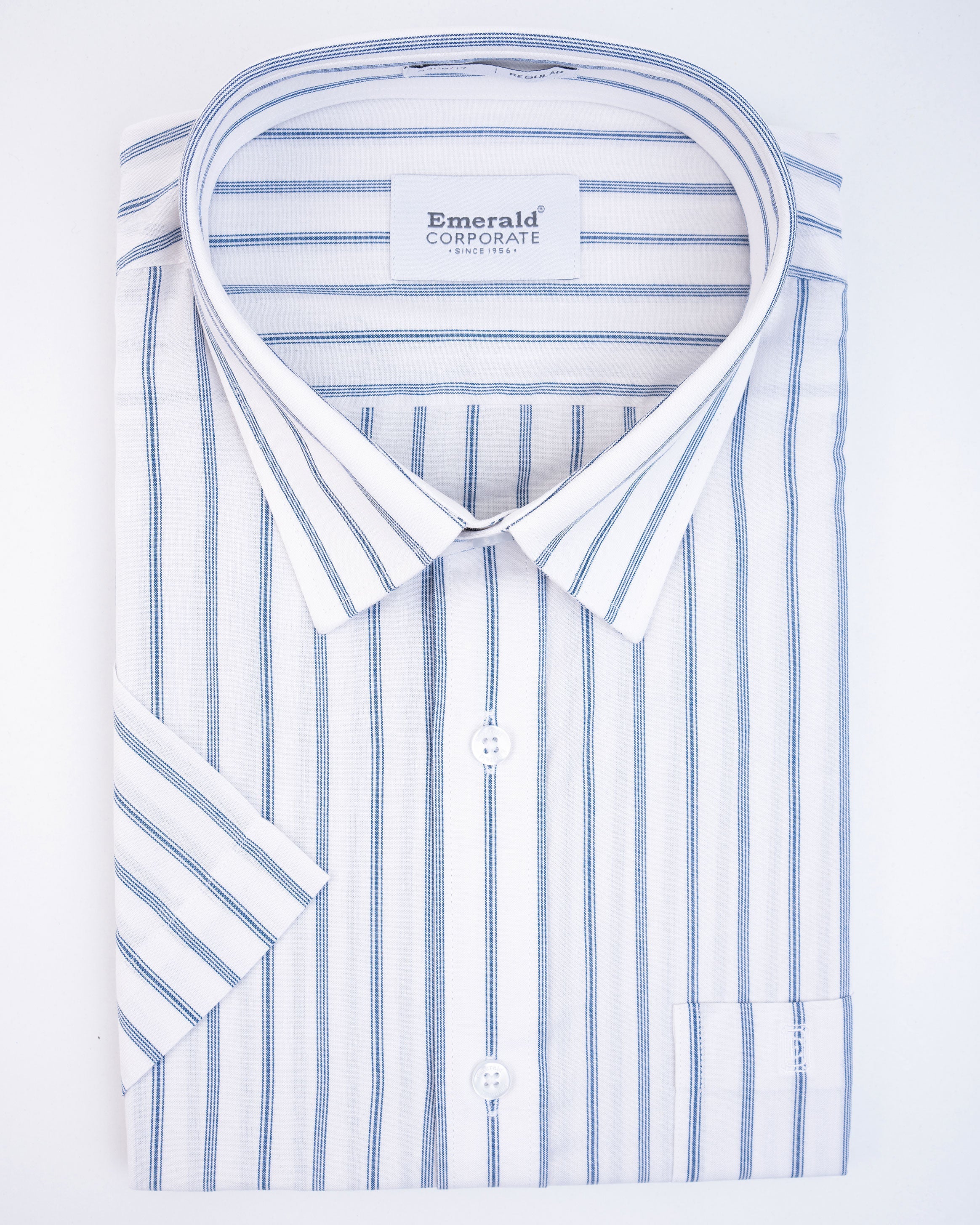 Emerald Corporate Stripe Regular Fit-White