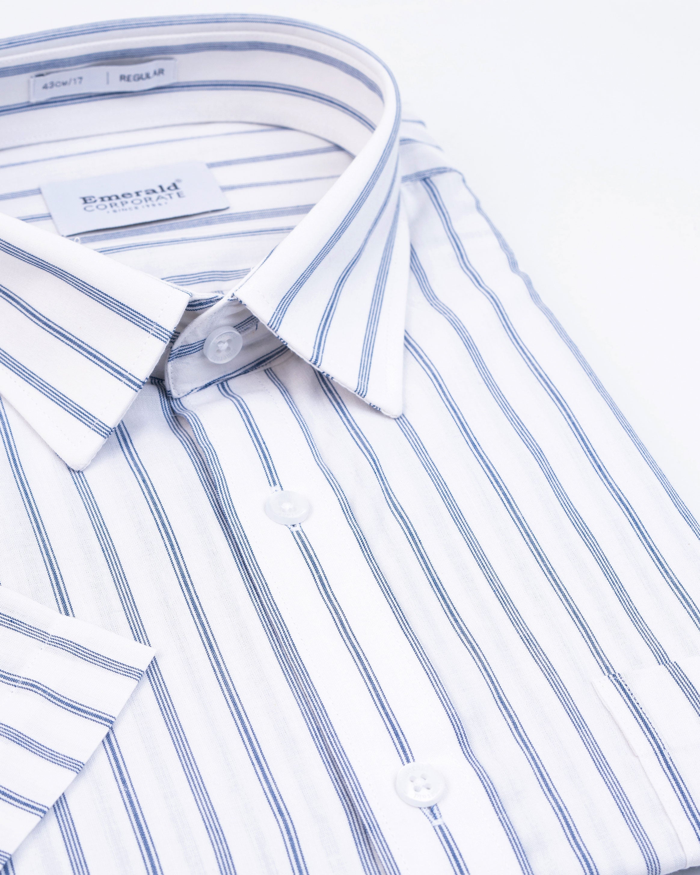 Emerald Corporate Stripe Regular Fit-White