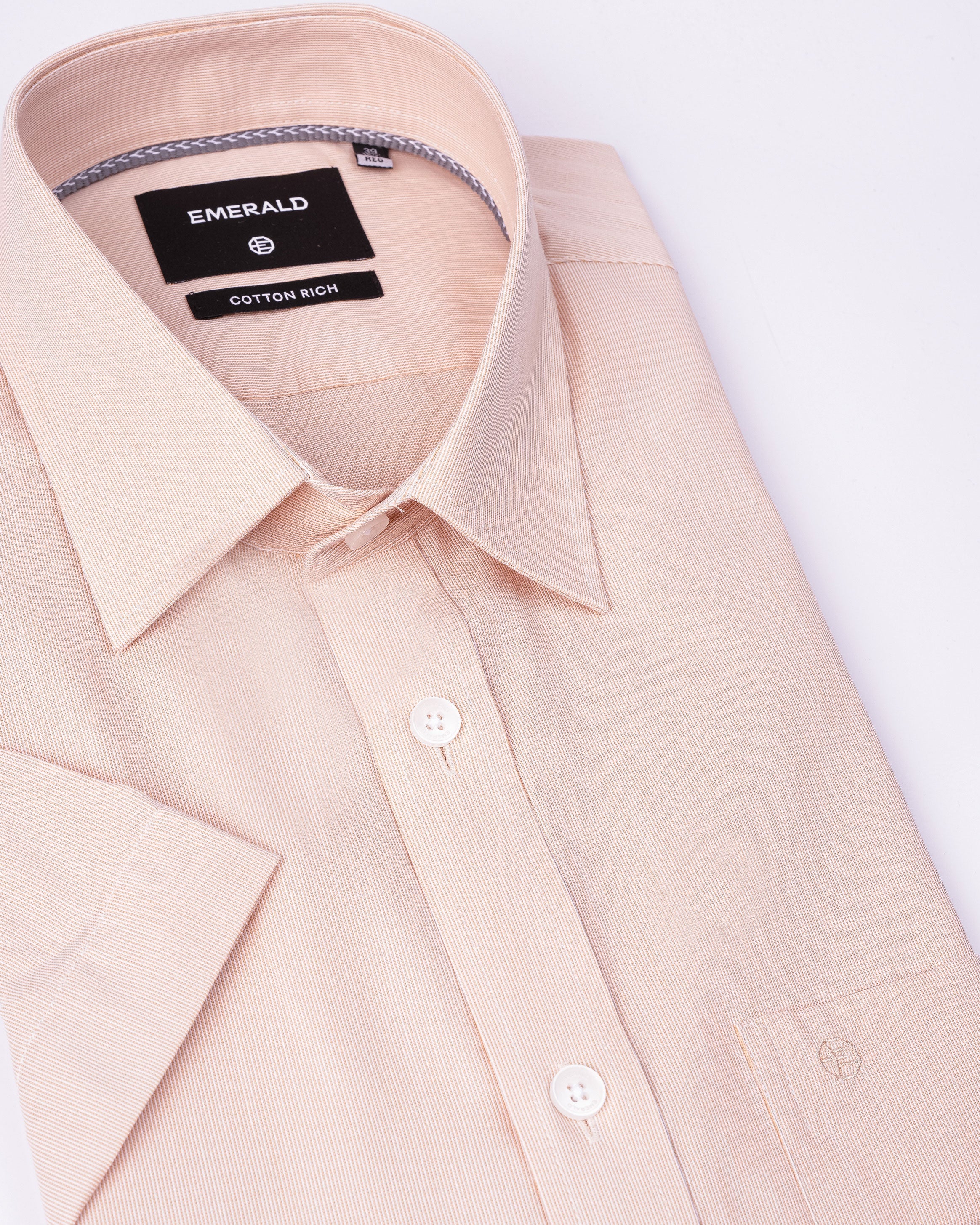 Emerald Corporate Pique Dobby Regular Fit - Brown Doeskin