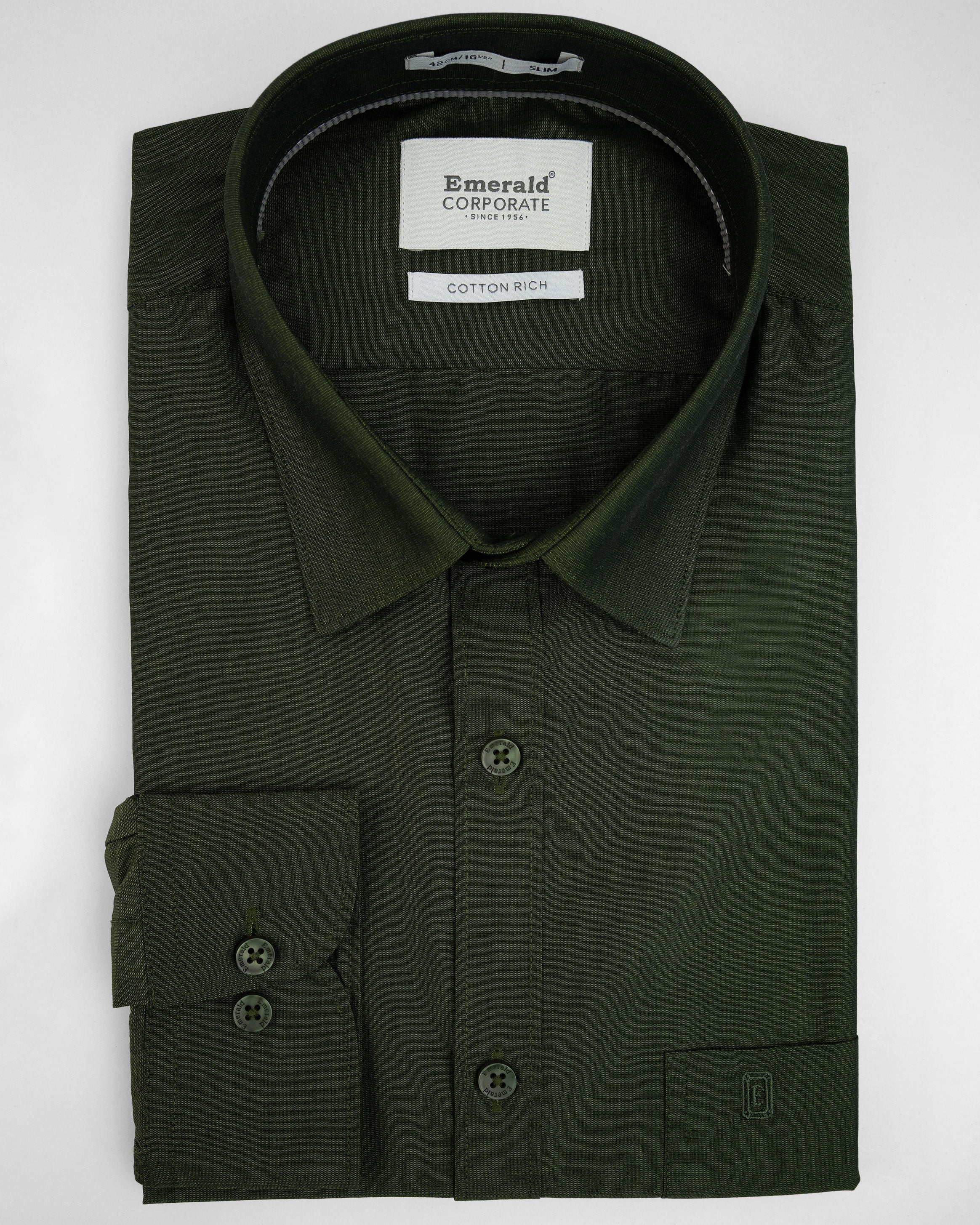 Emerald Corporate Fil A Fil Slim Fit-Posy Green