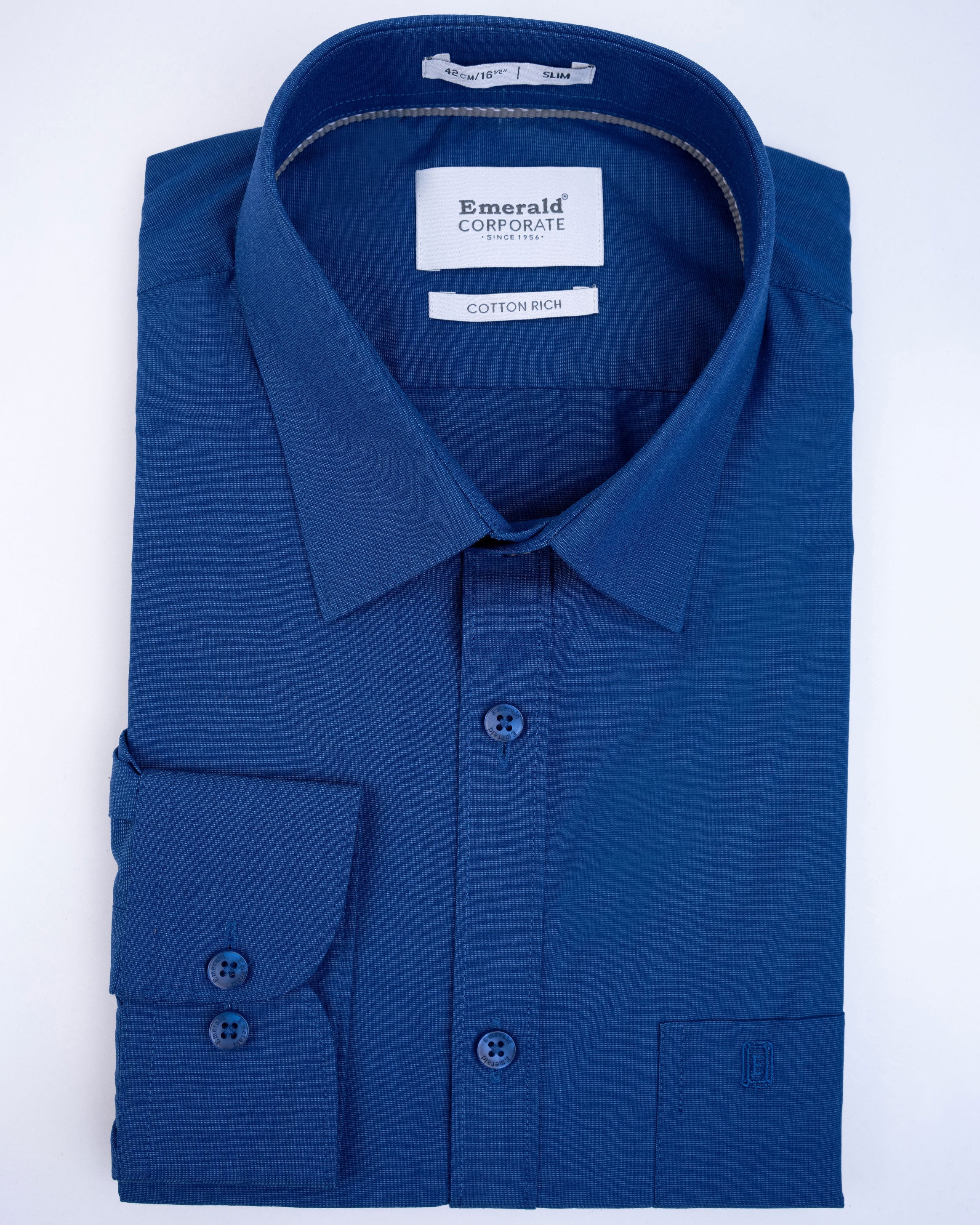 Emerald Corporate Fil A Fil Slim Fit-True Blue