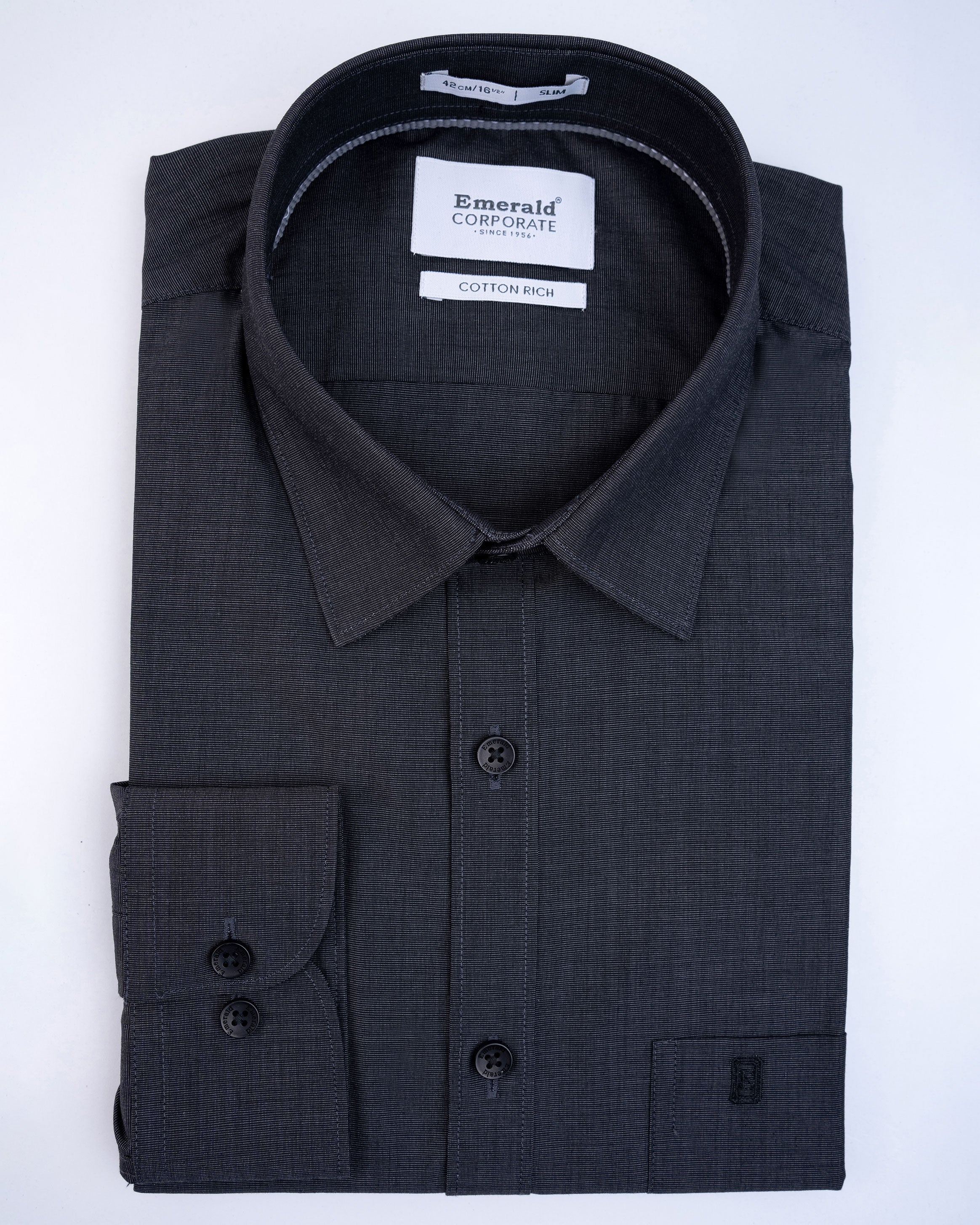 Emerald Corporate Fil A Fil Slim Fit-Black