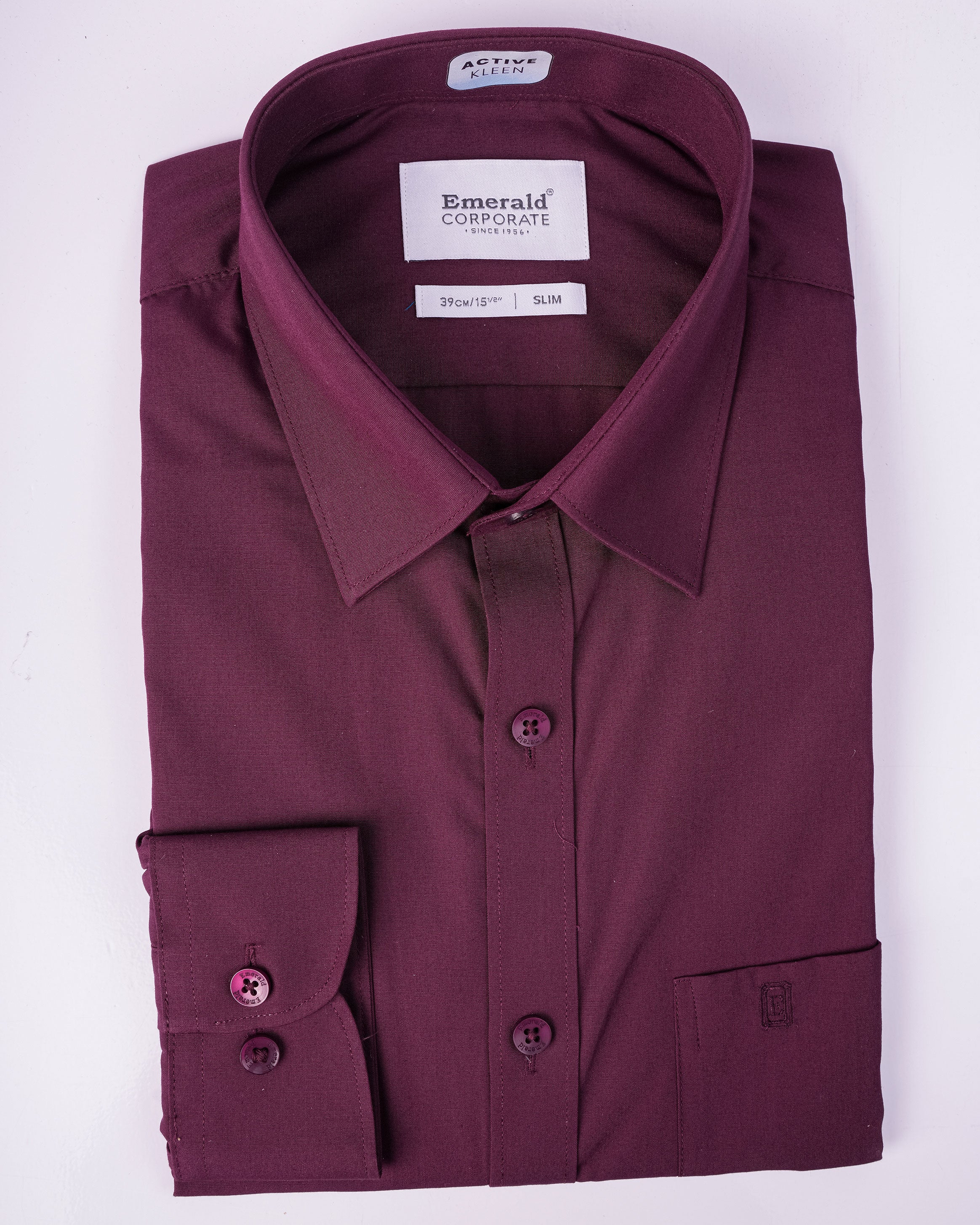 Emerald Corporate Active Kleen Plain Slim Fit - Burgundy