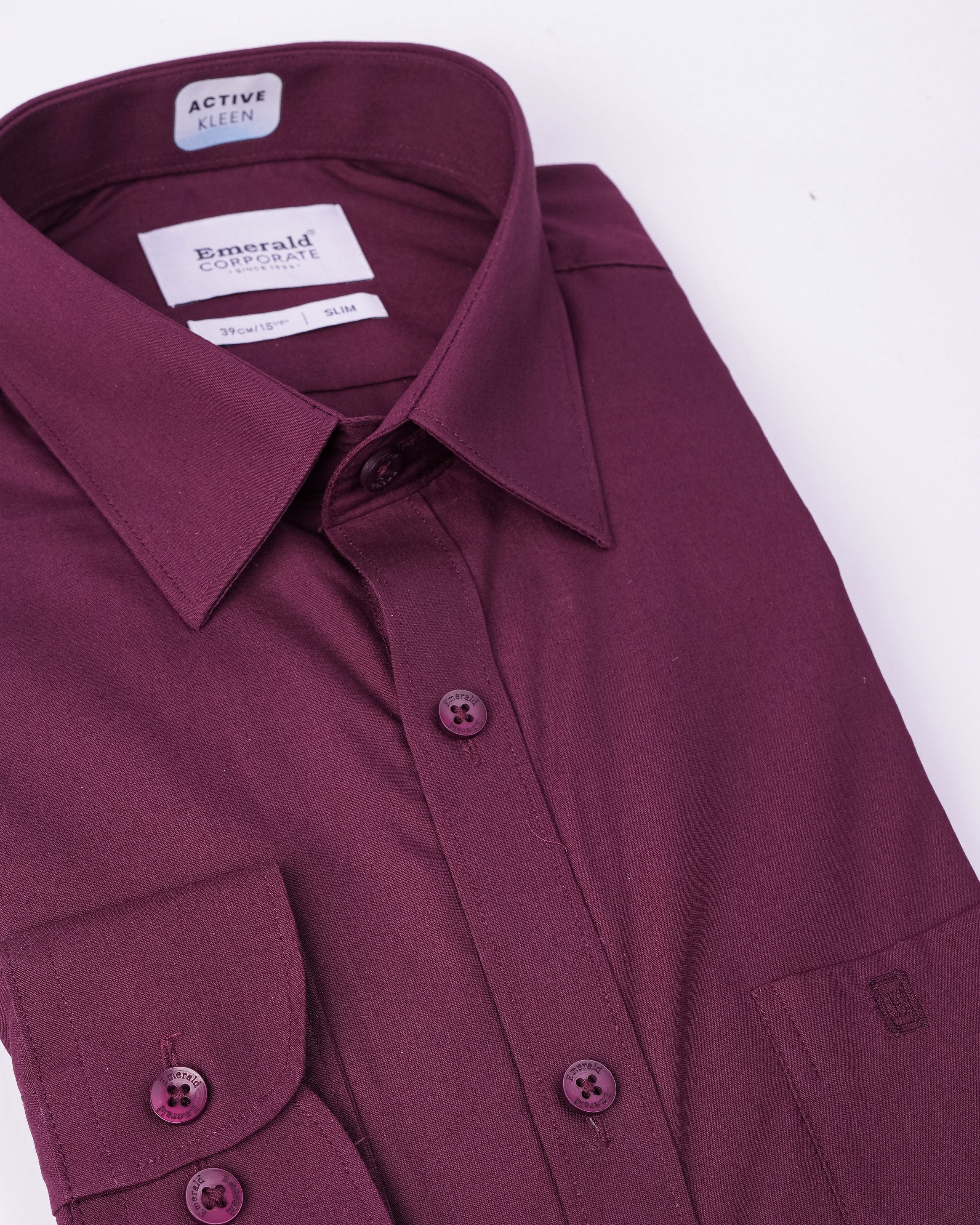 Emerald Corporate Active Kleen Plain Slim Fit - Burgundy