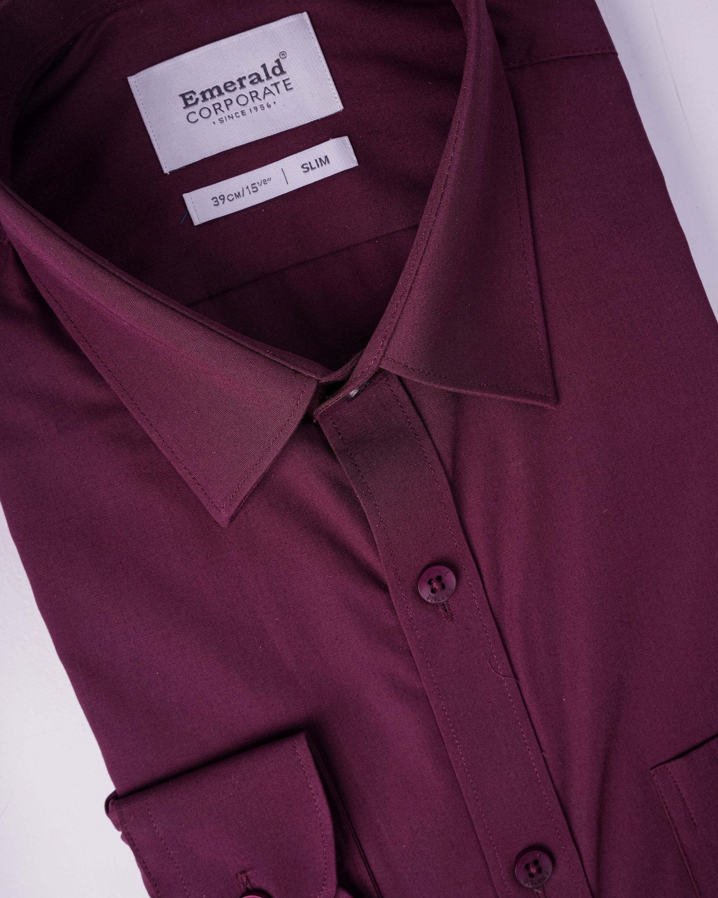 Emerald Corporate Active Kleen Plain Slim Fit - Burgundy