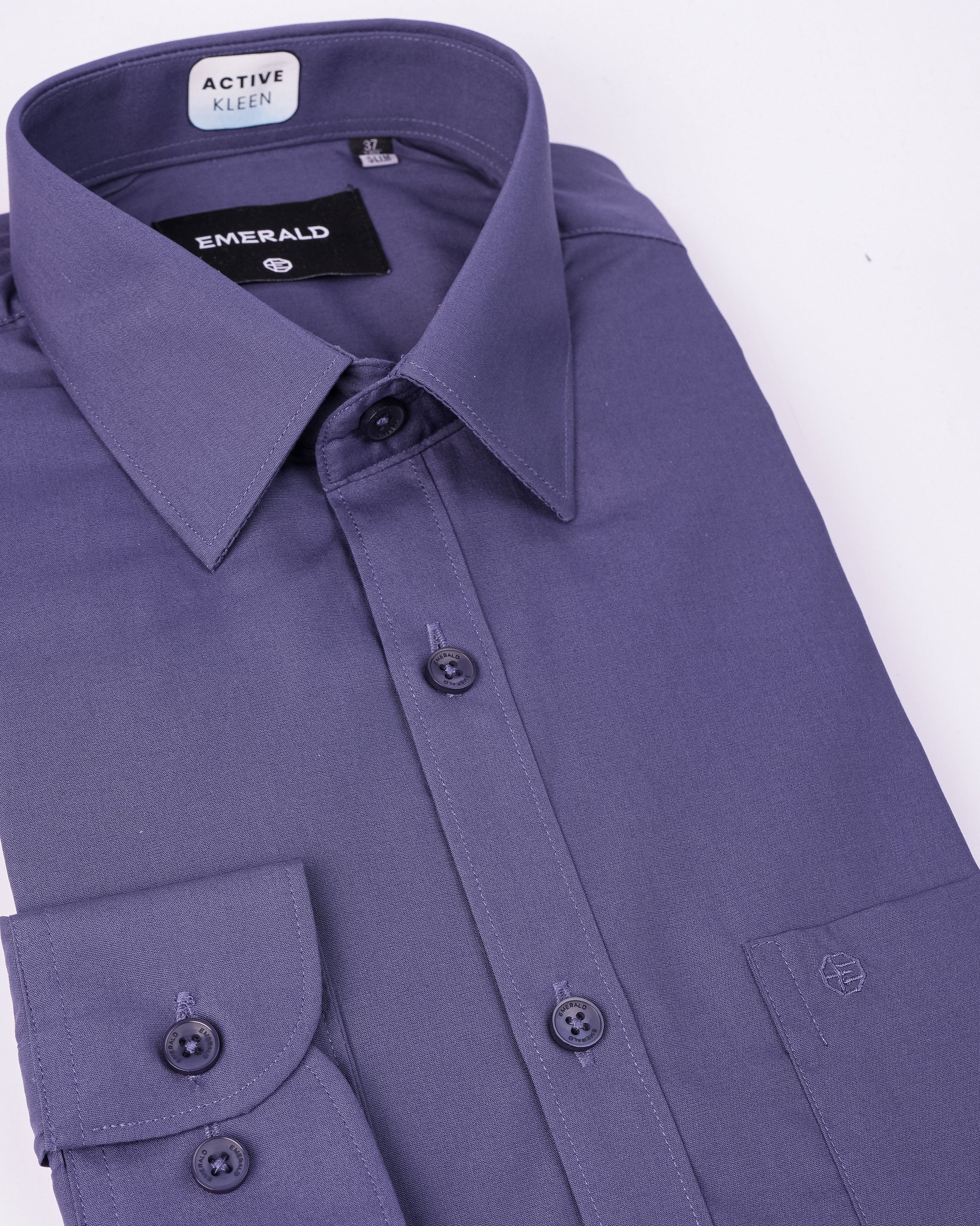 Emerald Corporate Active Kleen Plain Slim Fit - China Blue