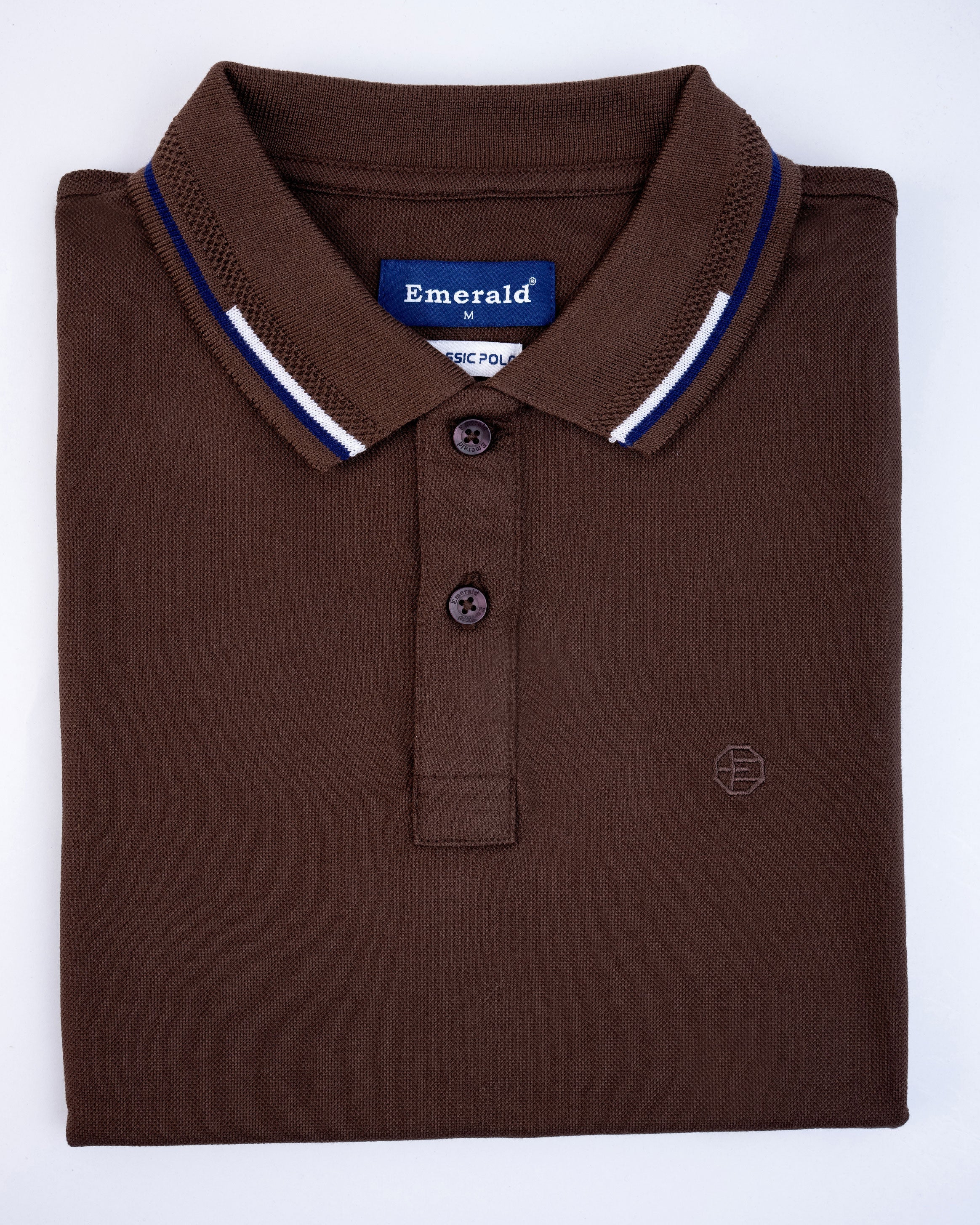 Emerald Pique Solid Slim Fit Polo-Chocolate Truffle