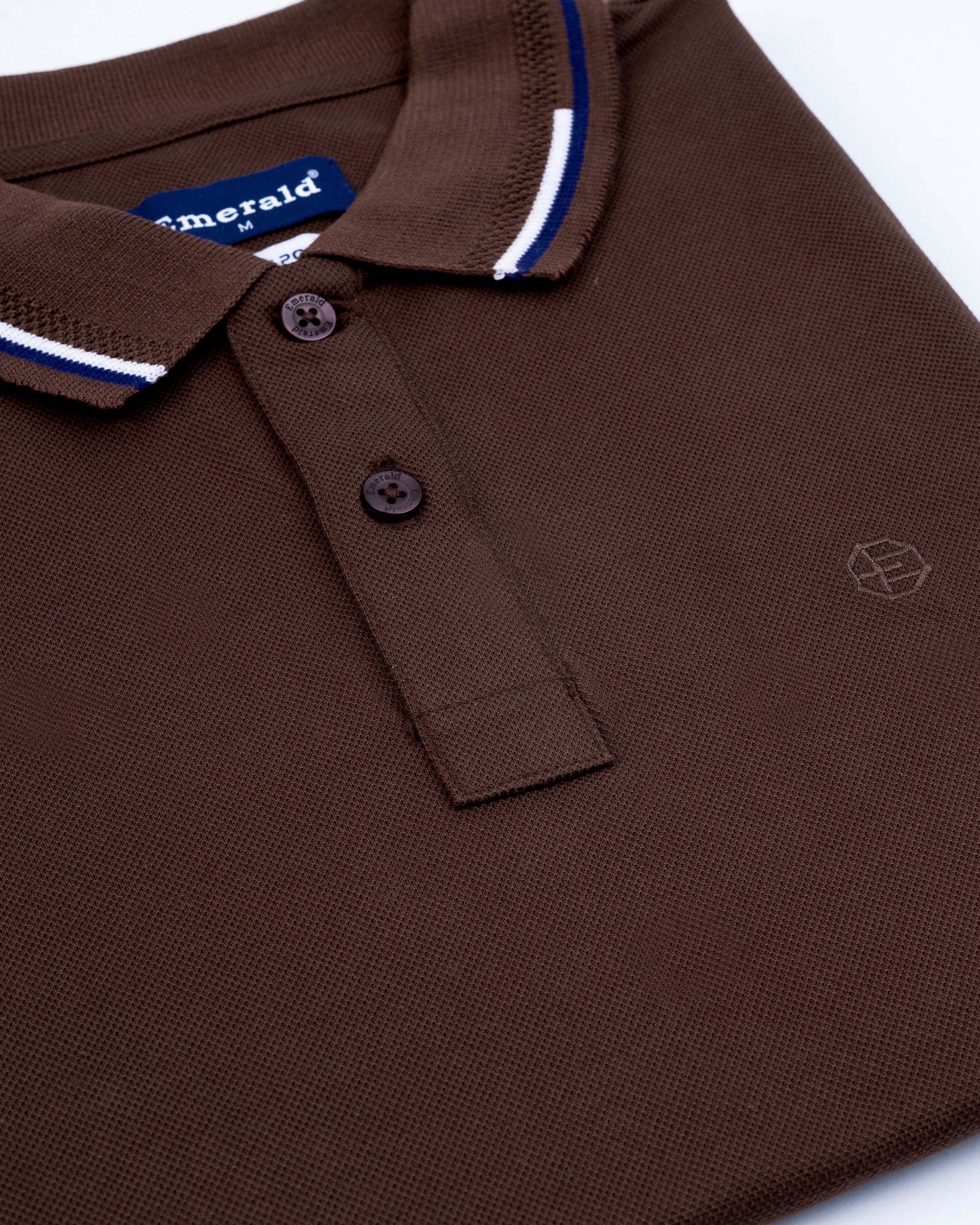 Emerald Pique Solid Slim Fit Polo-Chocolate Truffle