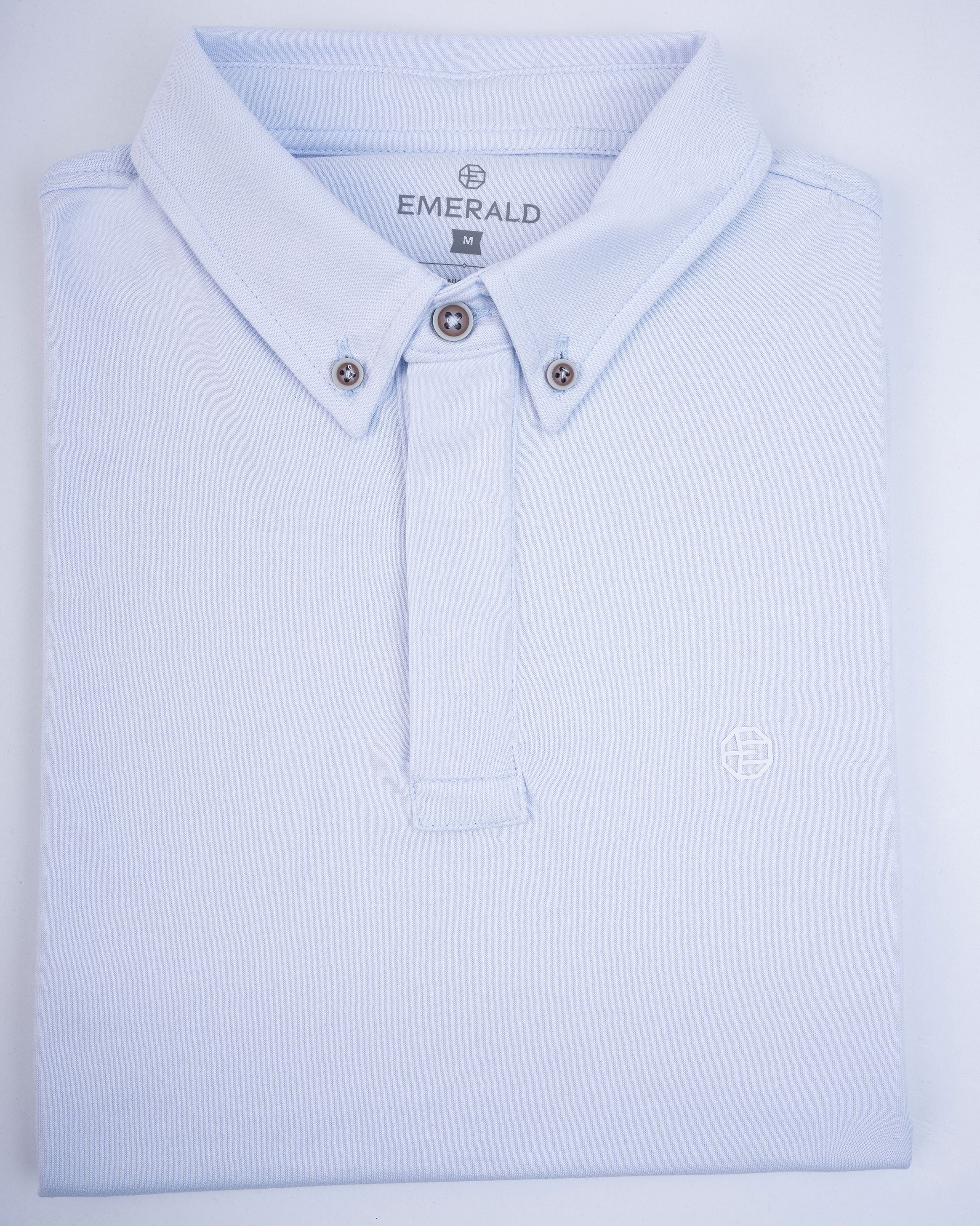 Emerald Polo Plain Slim Fit-Baby Blue