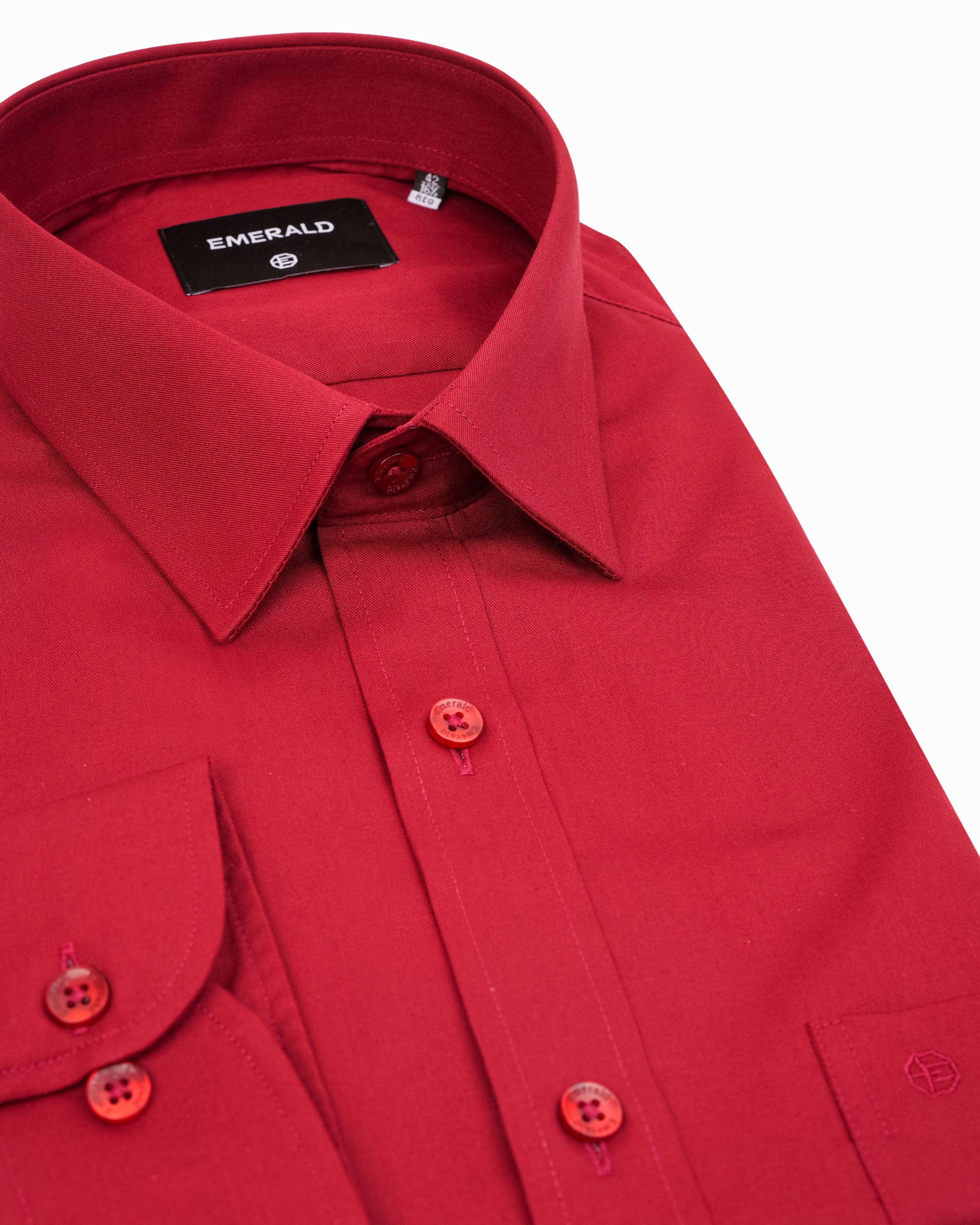 Emerald Formal Plain Regular Fit-Rose Red