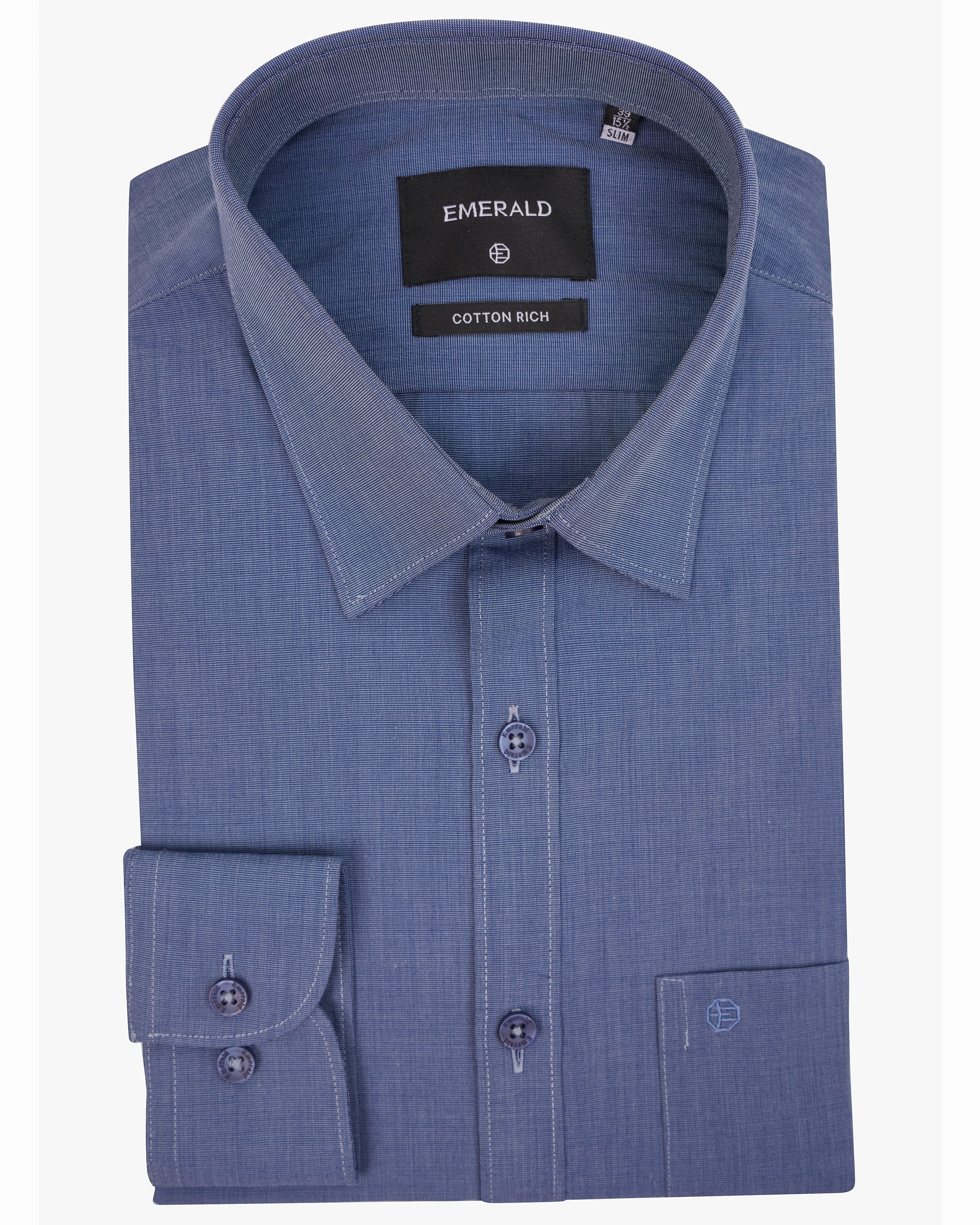 Emerald Formal Fil A Fil Slim Fit-China Blue
