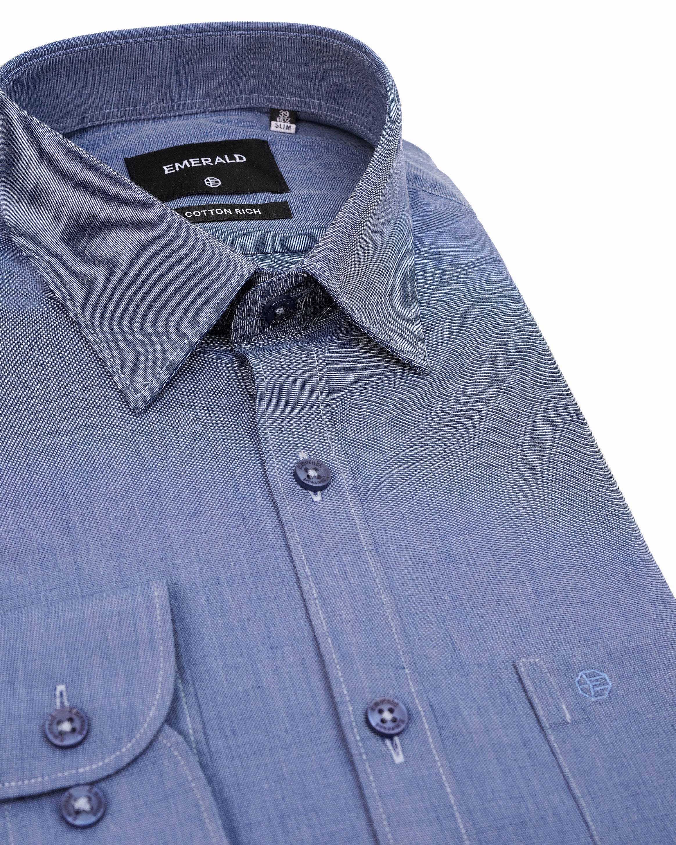 Emerald Formal Fil A Fil Slim Fit-China Blue