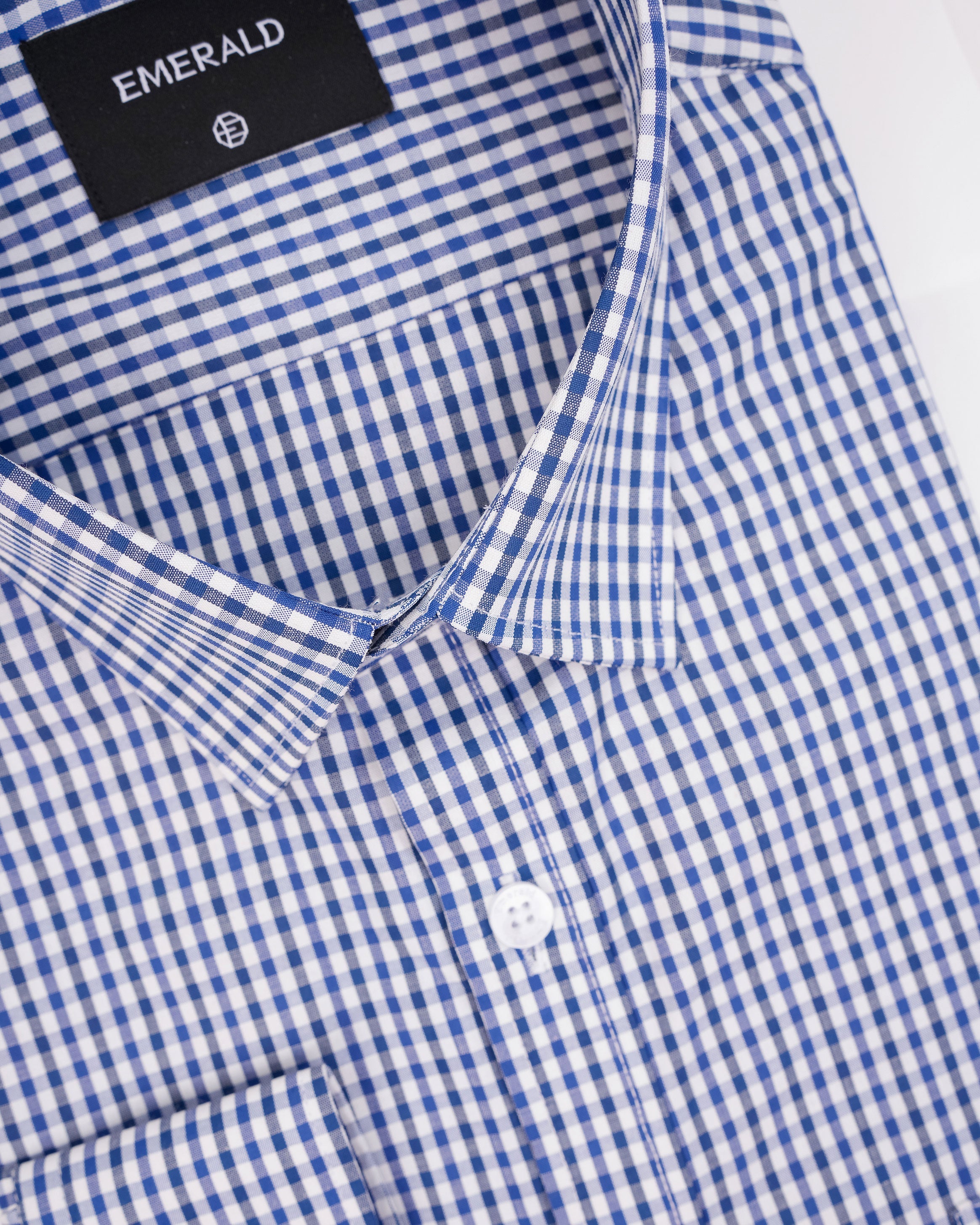 Emerald Formal Checks Slim Fit-Blue Faience