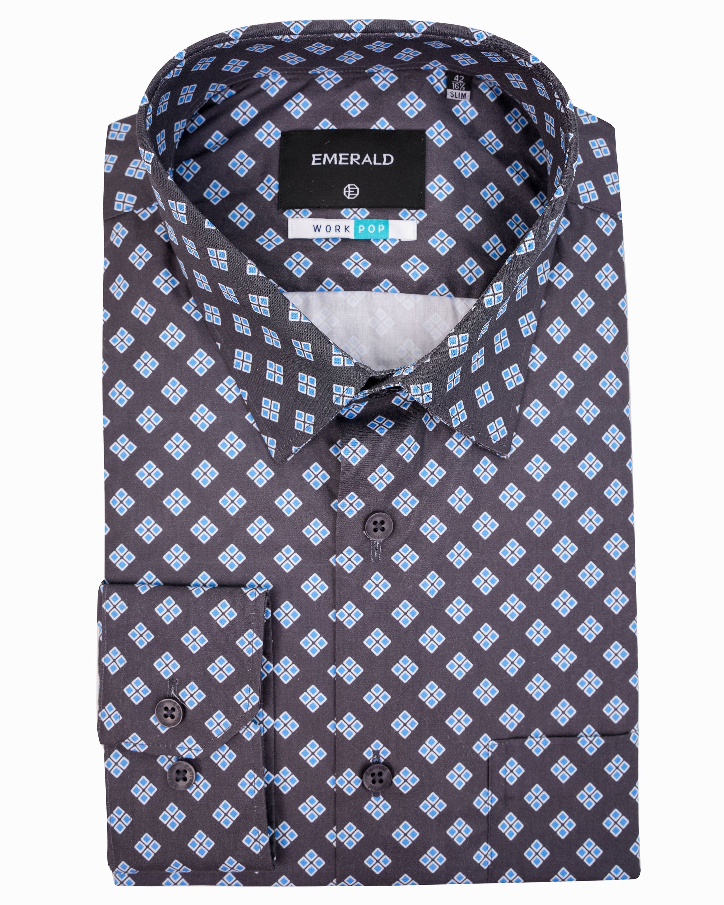 Emerald Formal Printed Slim Fit-Brown