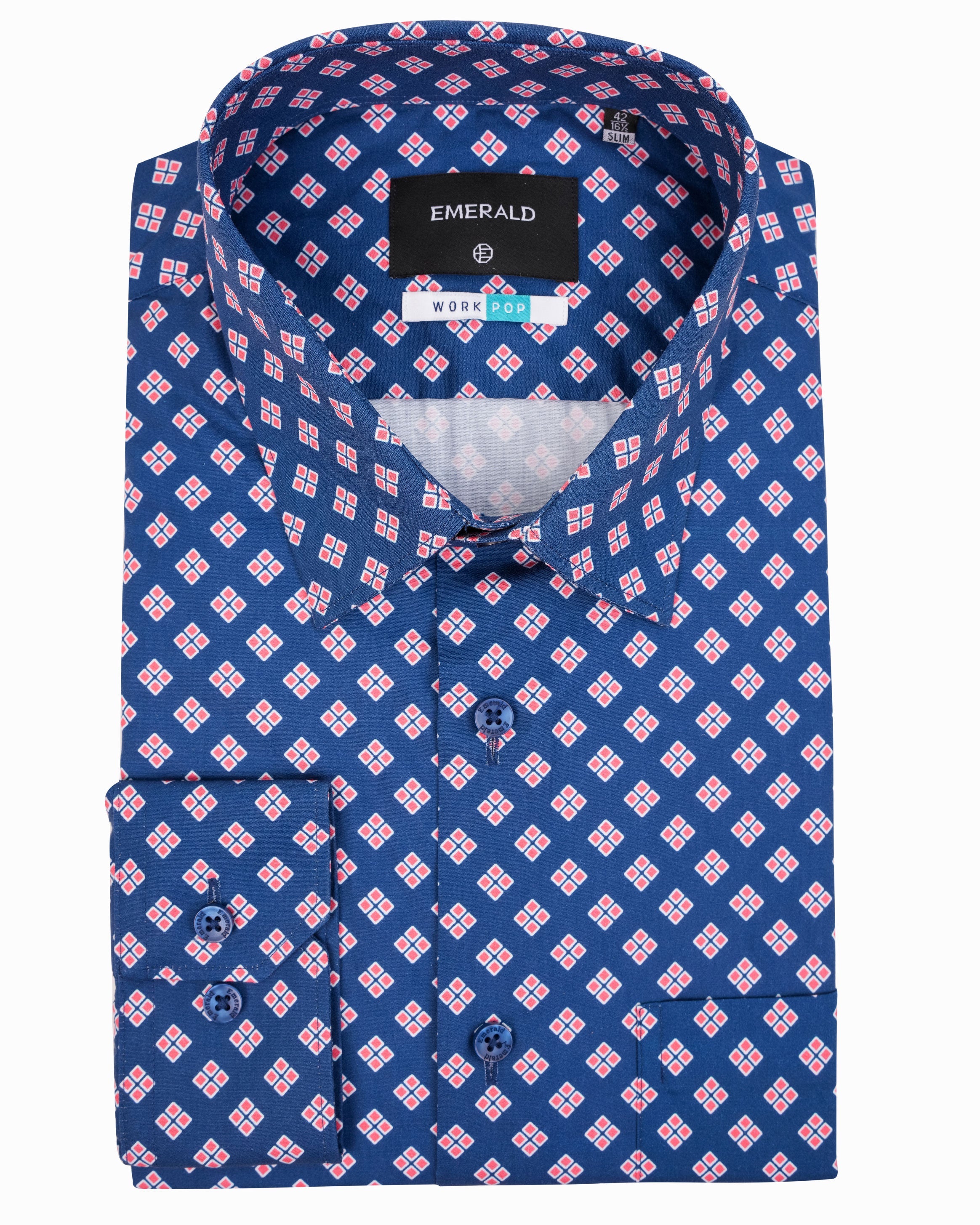Emerald Formal Printed Slim Fit-Vista Blue