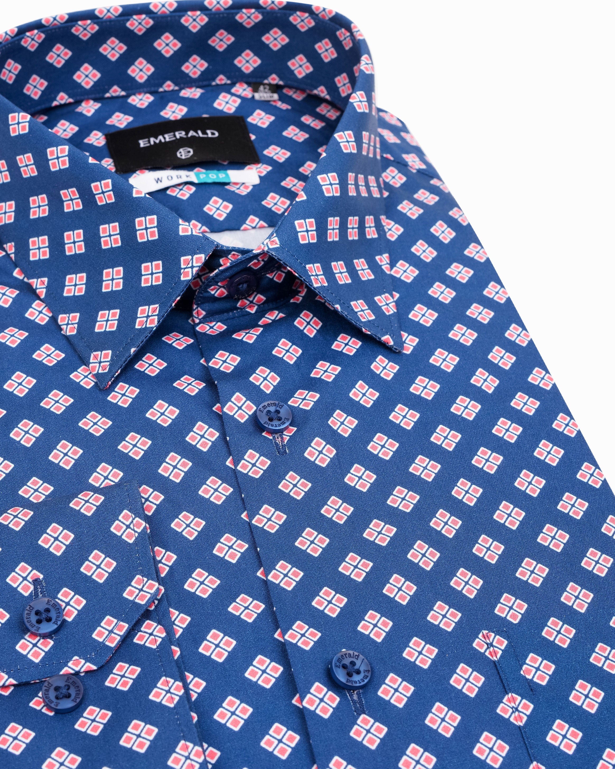 Emerald Formal Printed Slim Fit-Vista Blue