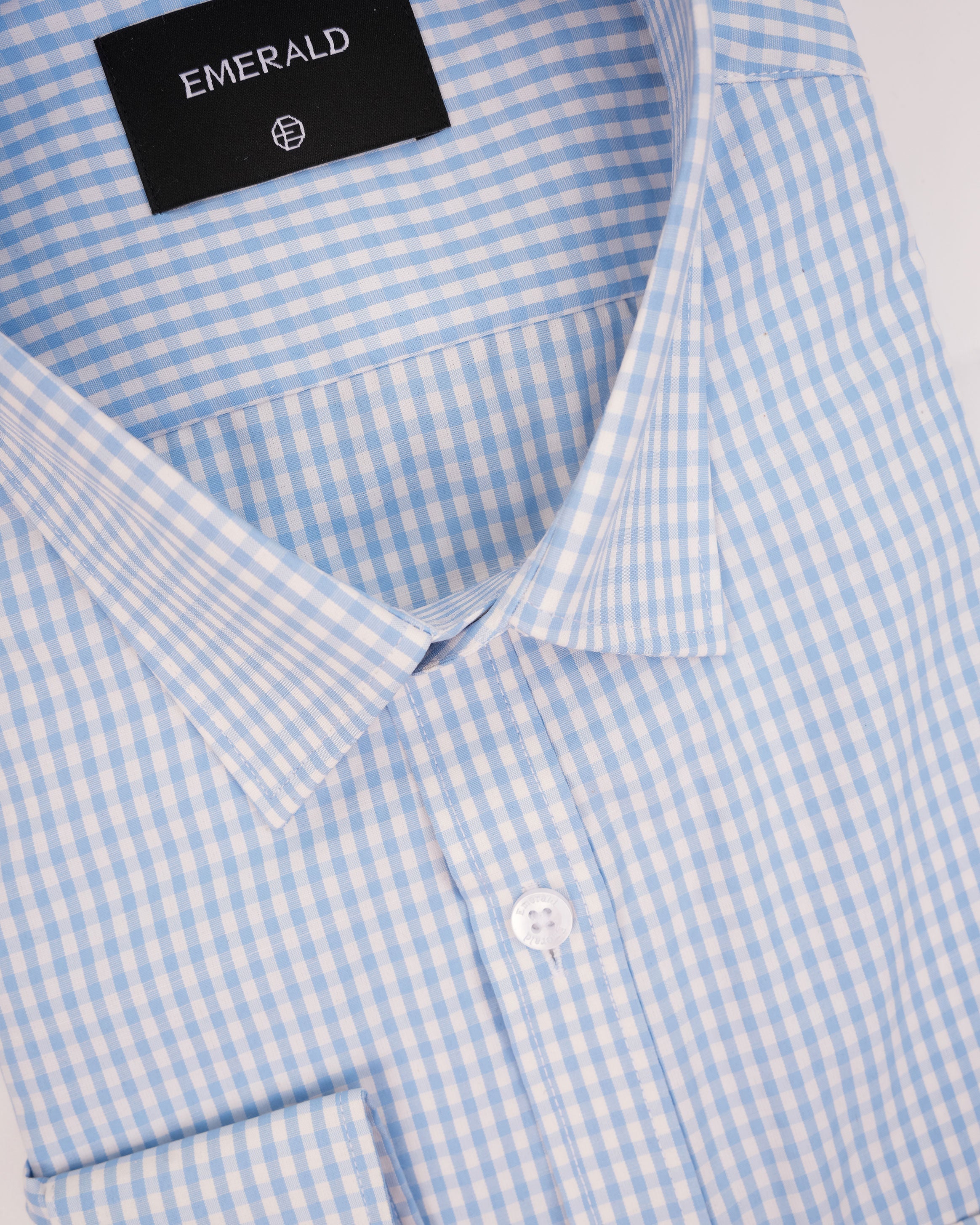 Emerald Formal Checks Slim Fit-Cashmere Blue