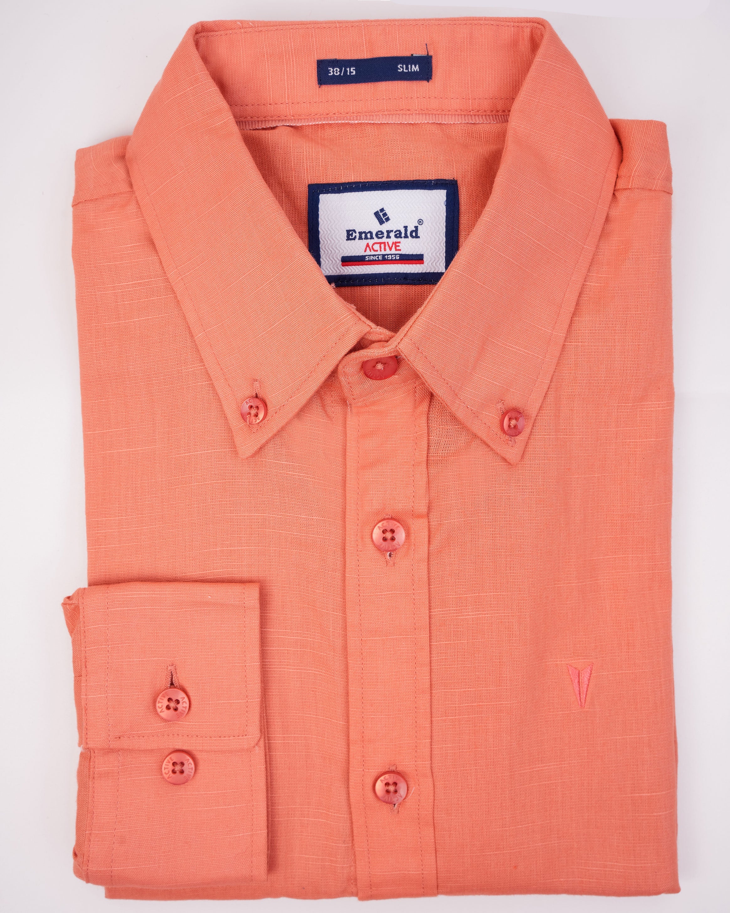 Emerald Active Linen Looks Slim Fit-Dusty Orange