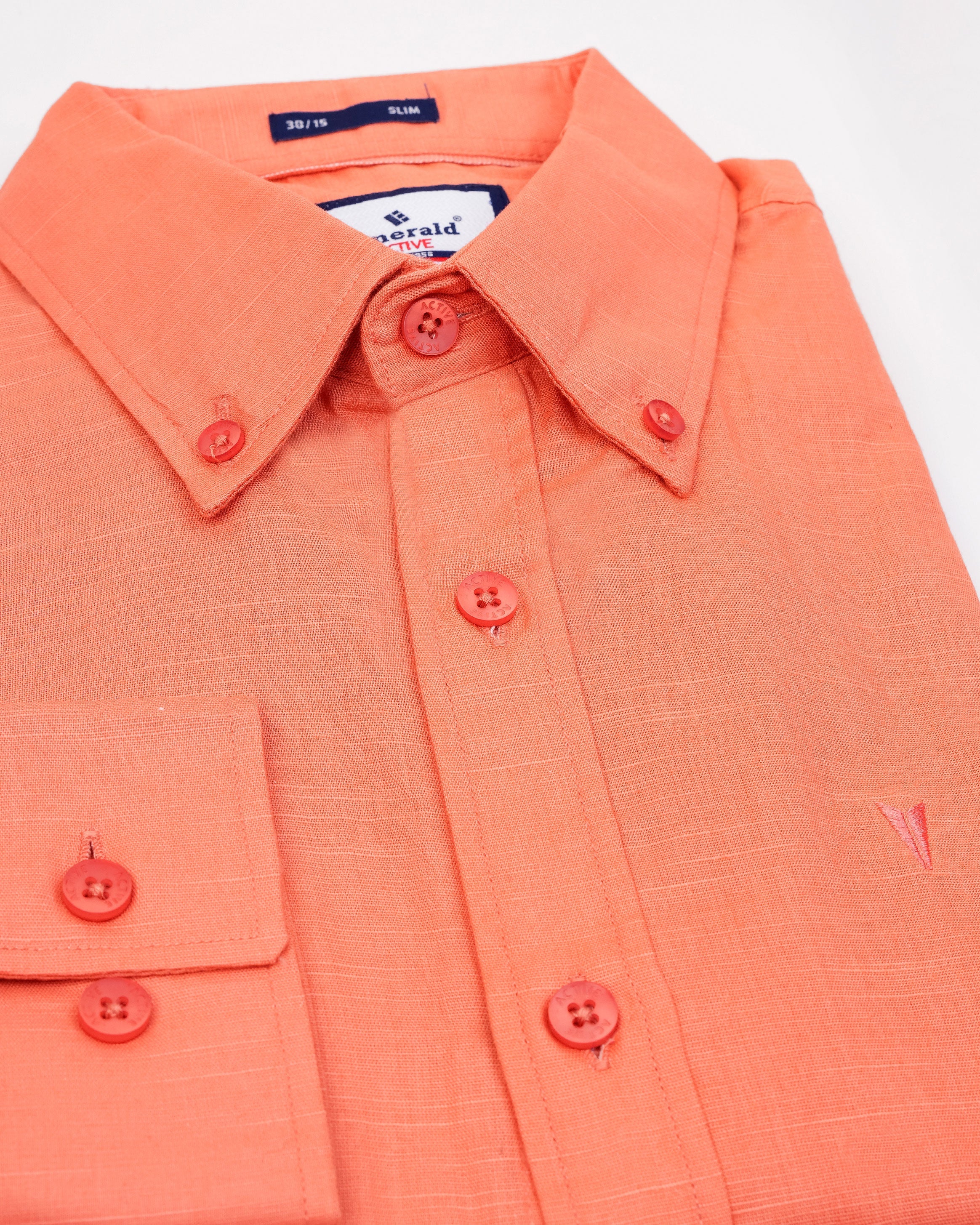 Emerald Active Linen Looks Slim Fit-Dusty Orange