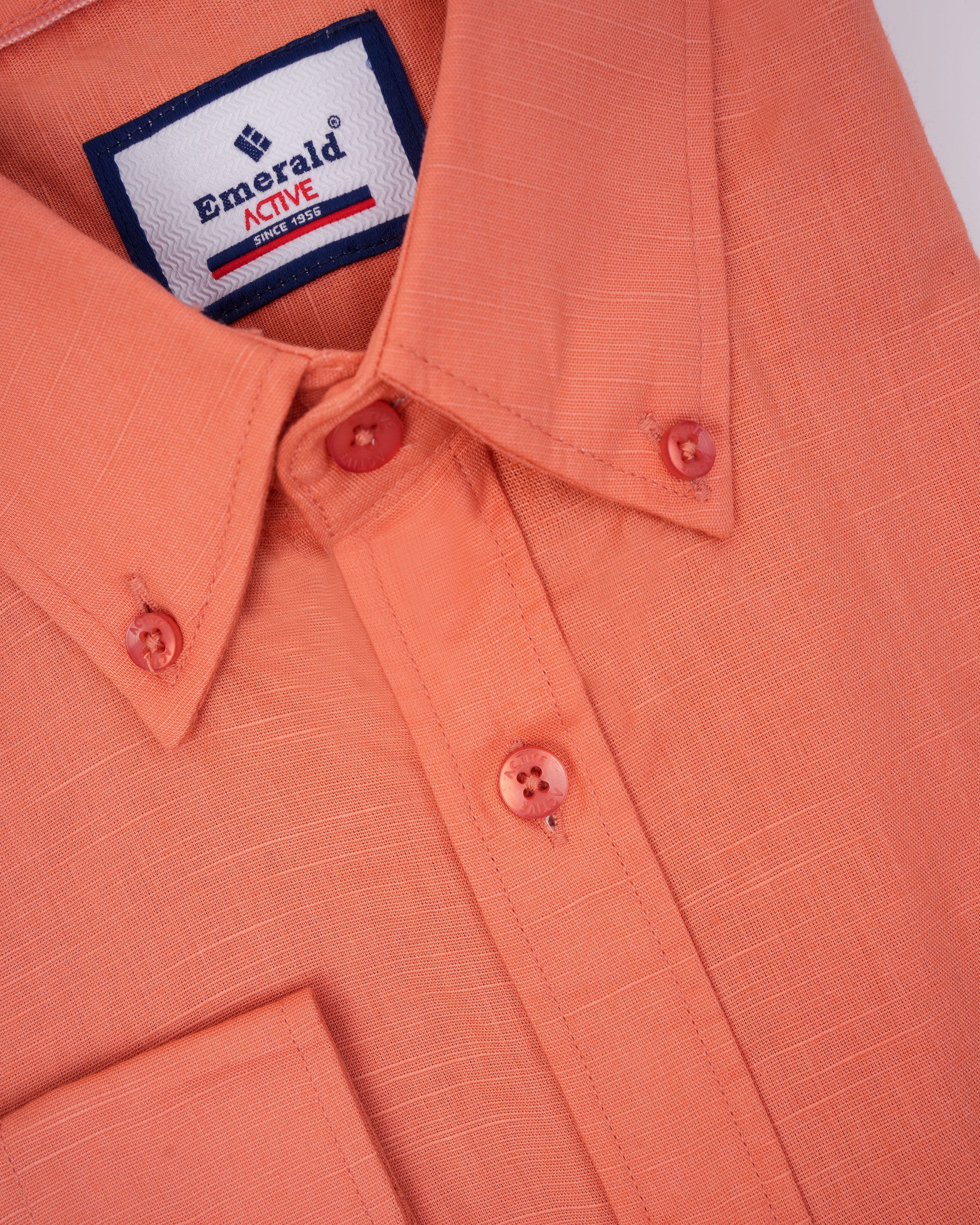 Emerald Active Linen Looks Slim Fit-Dusty Orange