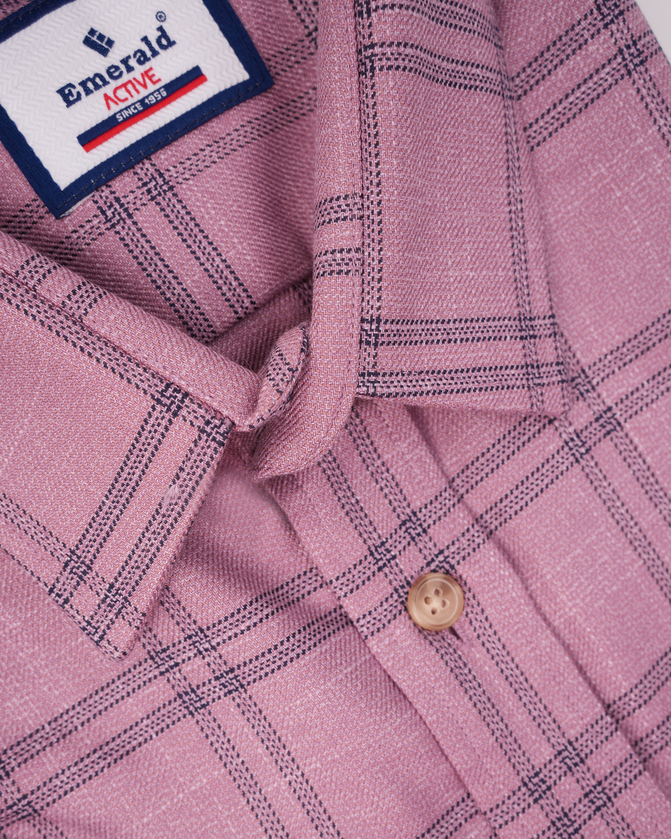 Emerald Active Checks Regular Fit-Pink Nectar