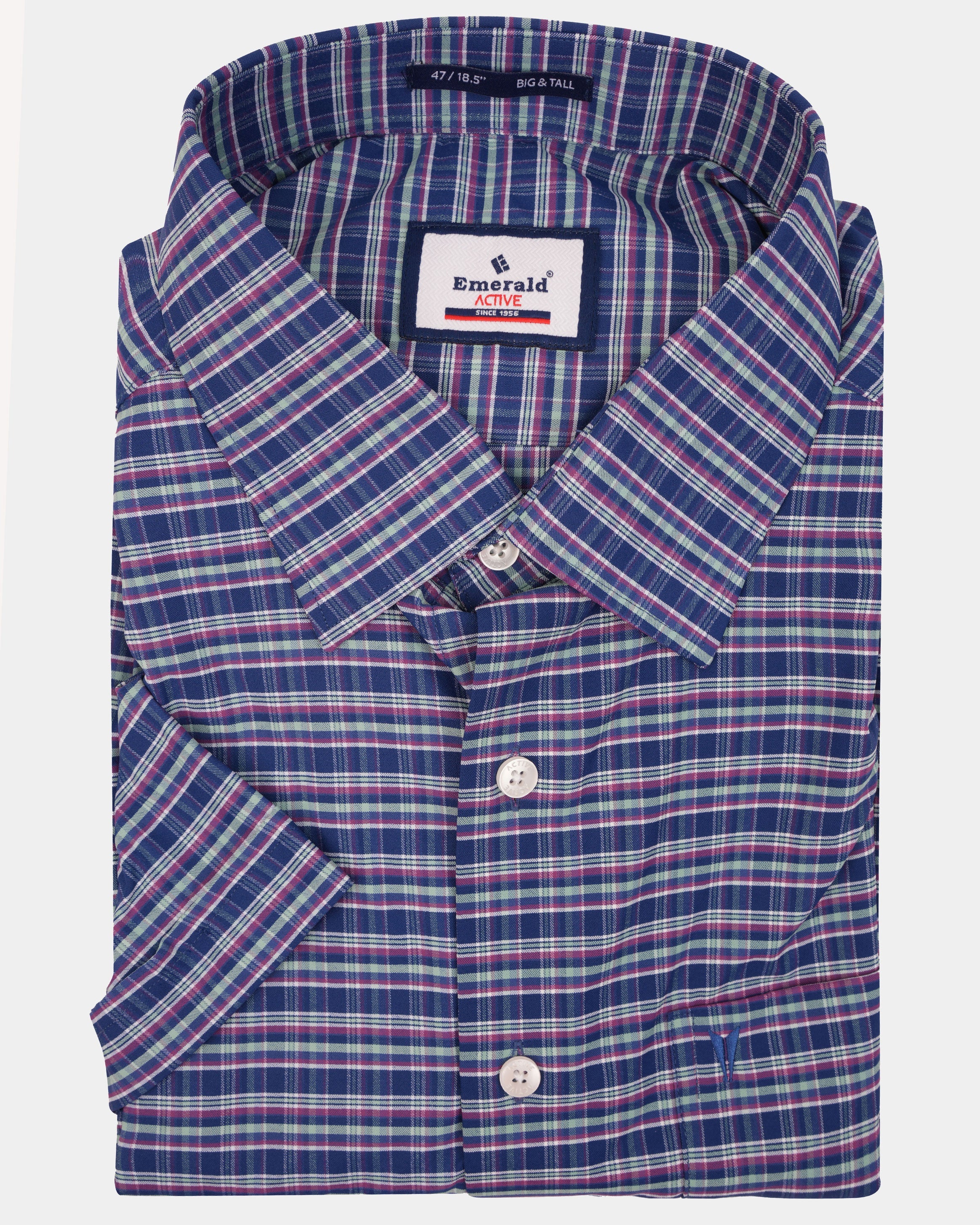 Emerald Active Checks Big and Tall-Navy