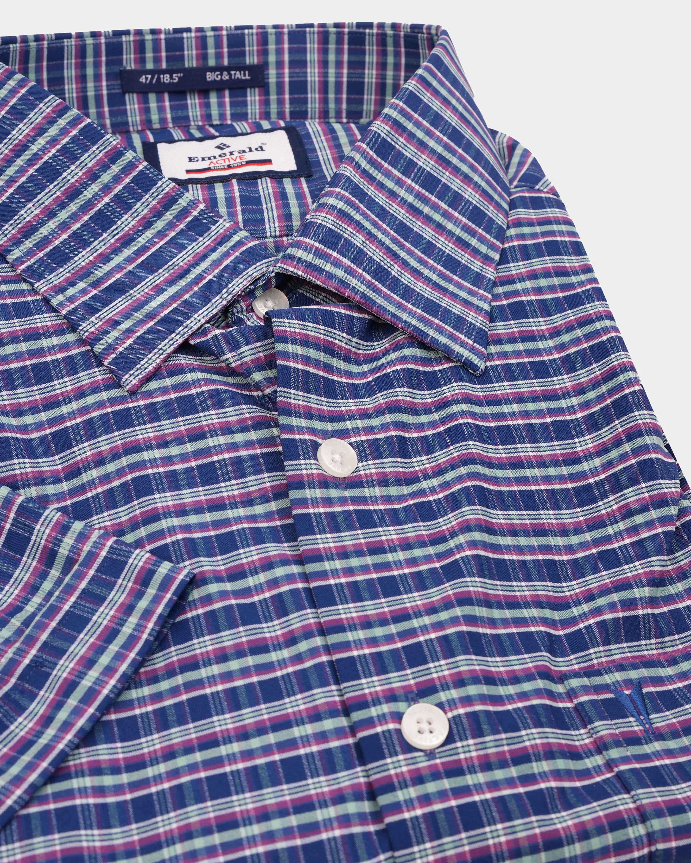 Emerald Active Checks Big and Tall-Navy