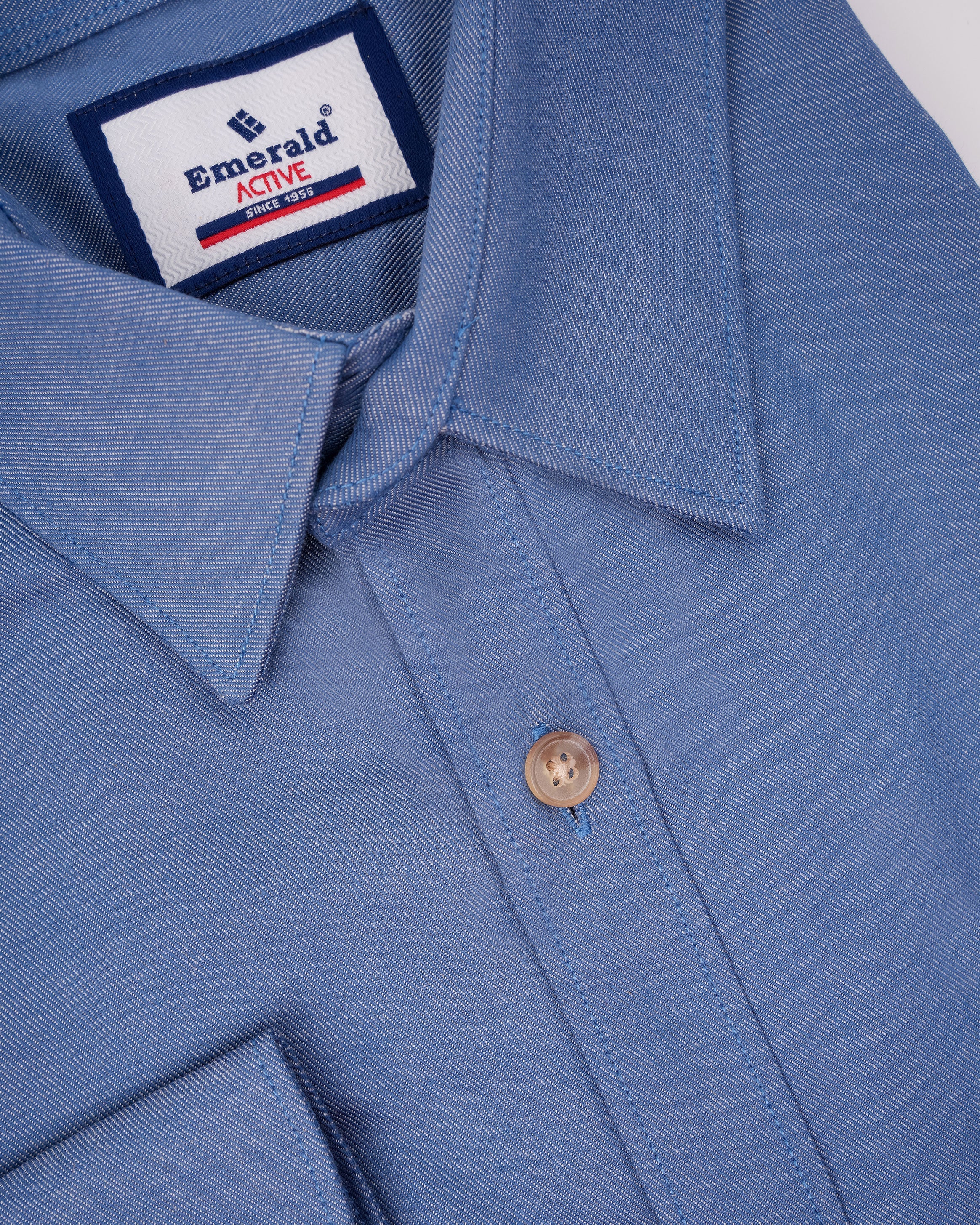 Emerald Active Plain Slim Fit-Blue