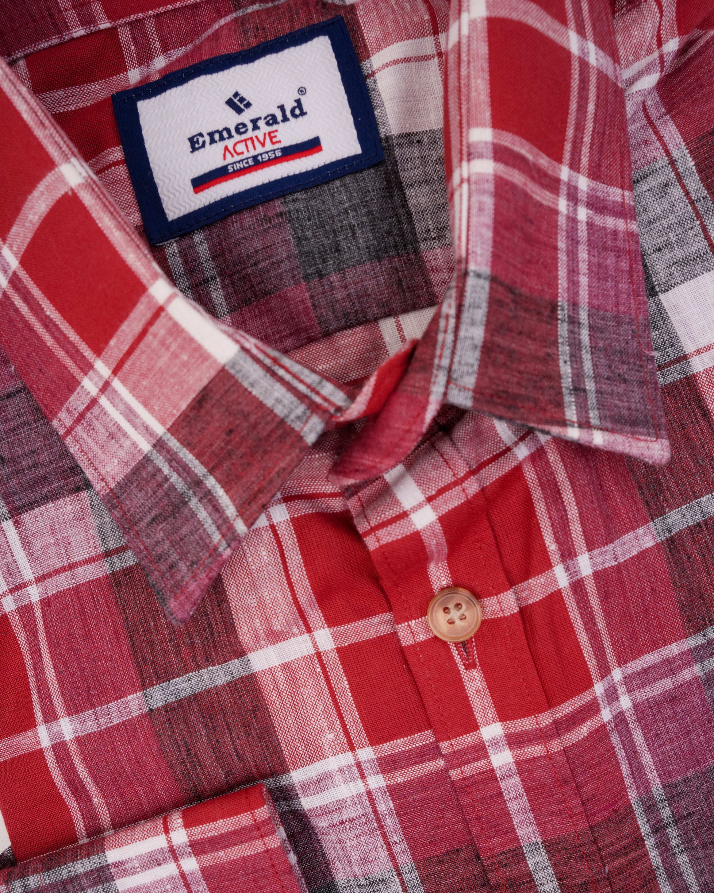 Emerald Active Checks Slim Fit-Lipstic Red