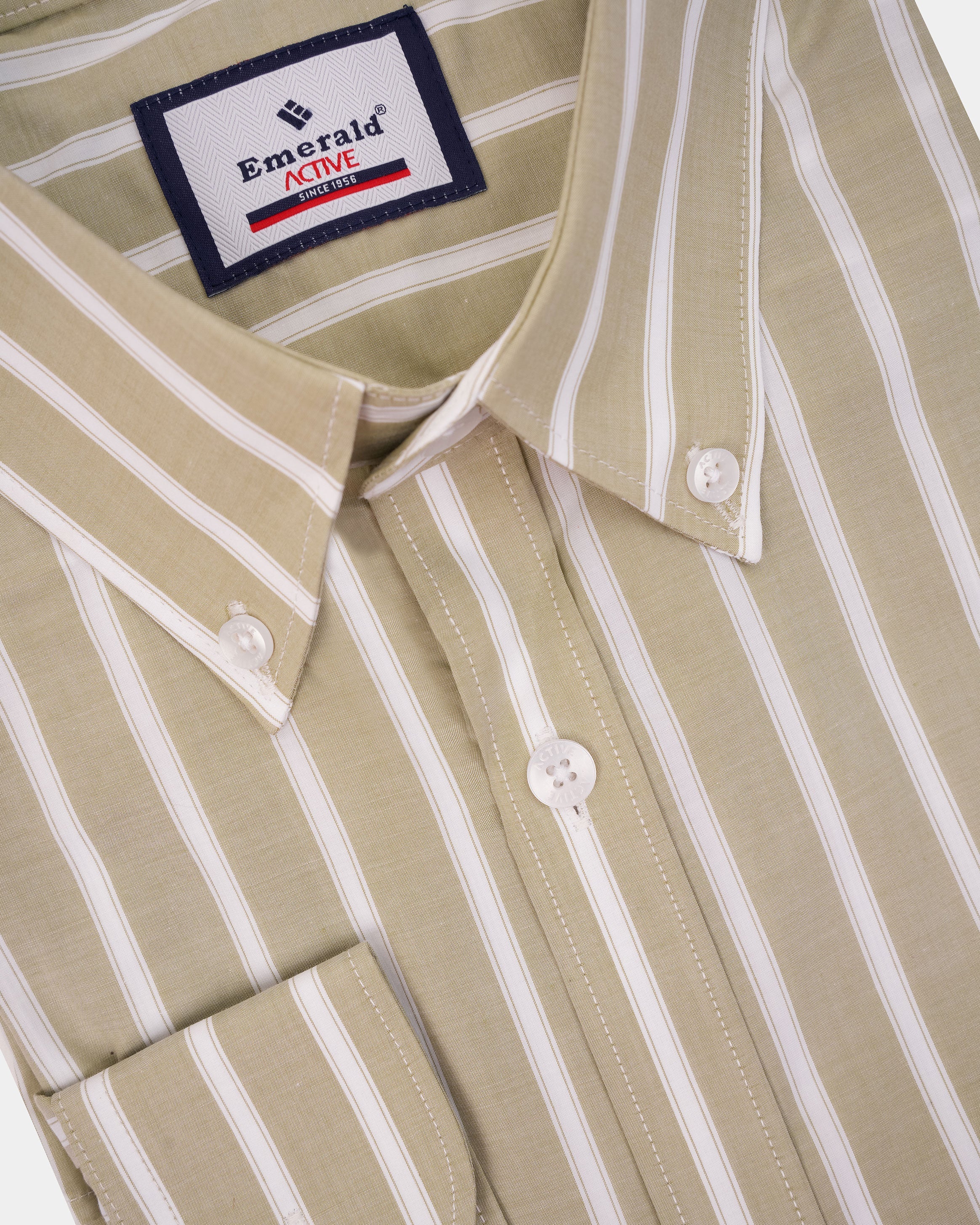 Emerald Active Stripe Slim Fit-Olive
