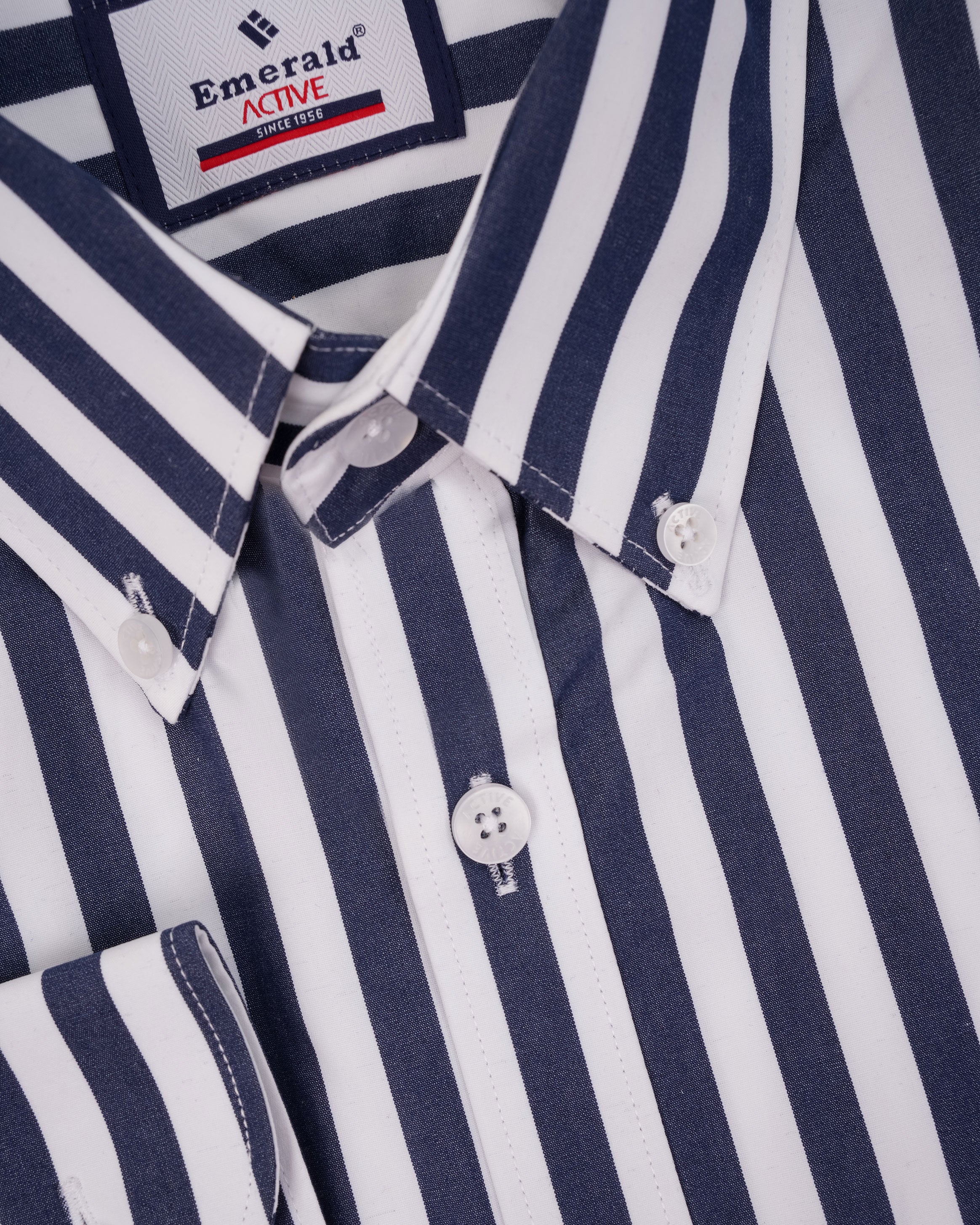 Emerald Active Stripe Slim Fit-Navy