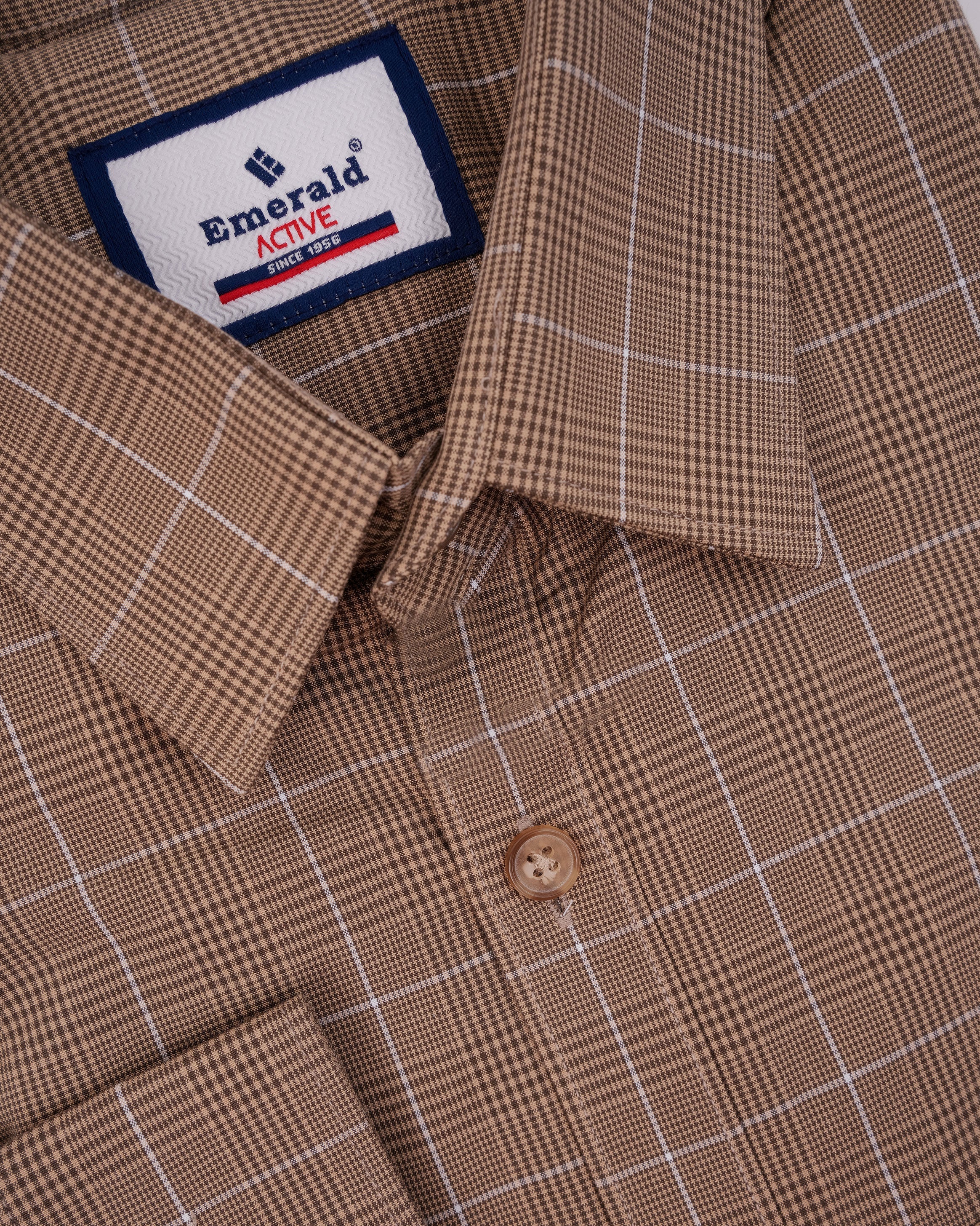 Emerald Active Checks Slim Fit-Brownie Brown