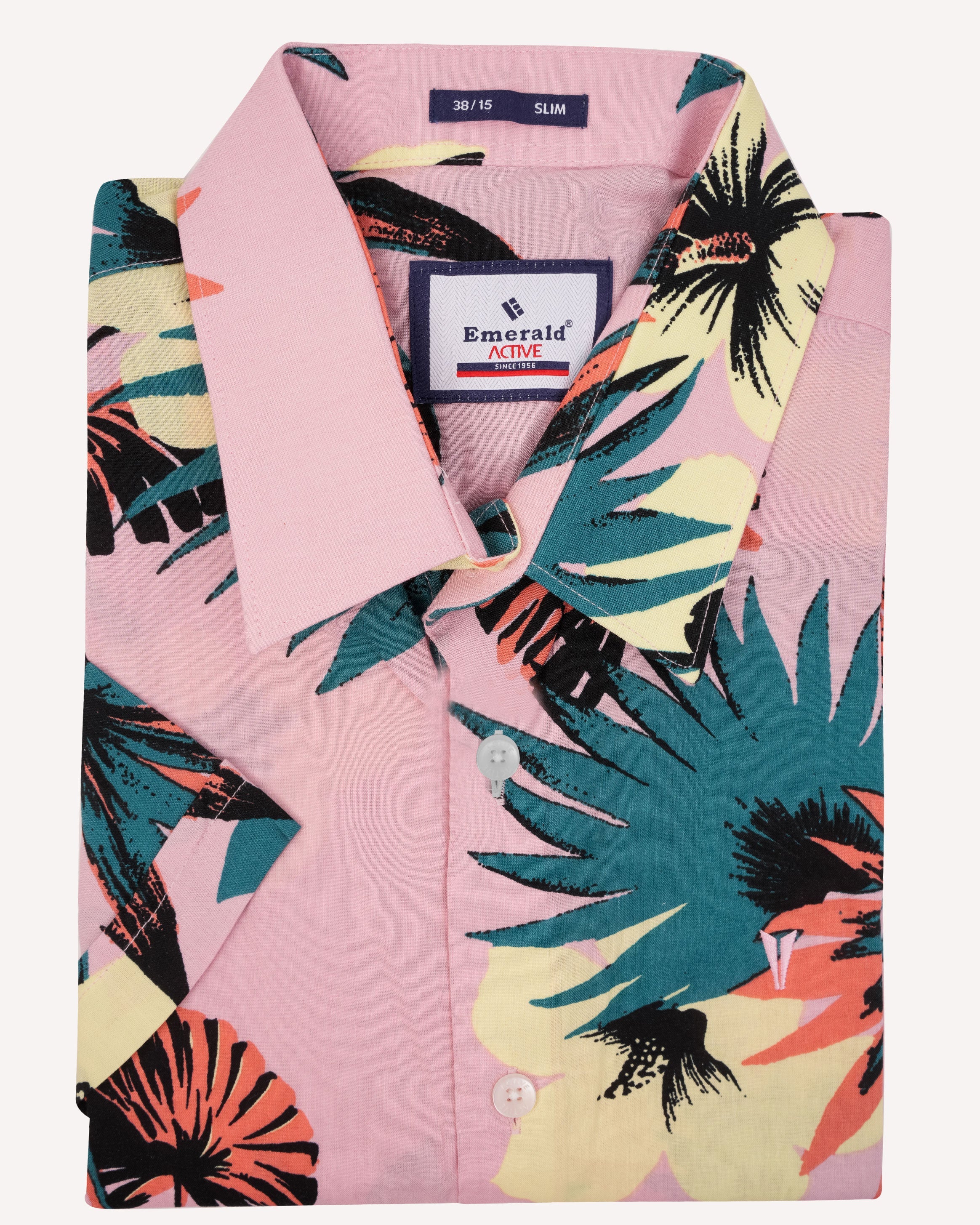 Emerald Active Printed Slim Fit-Light Pink