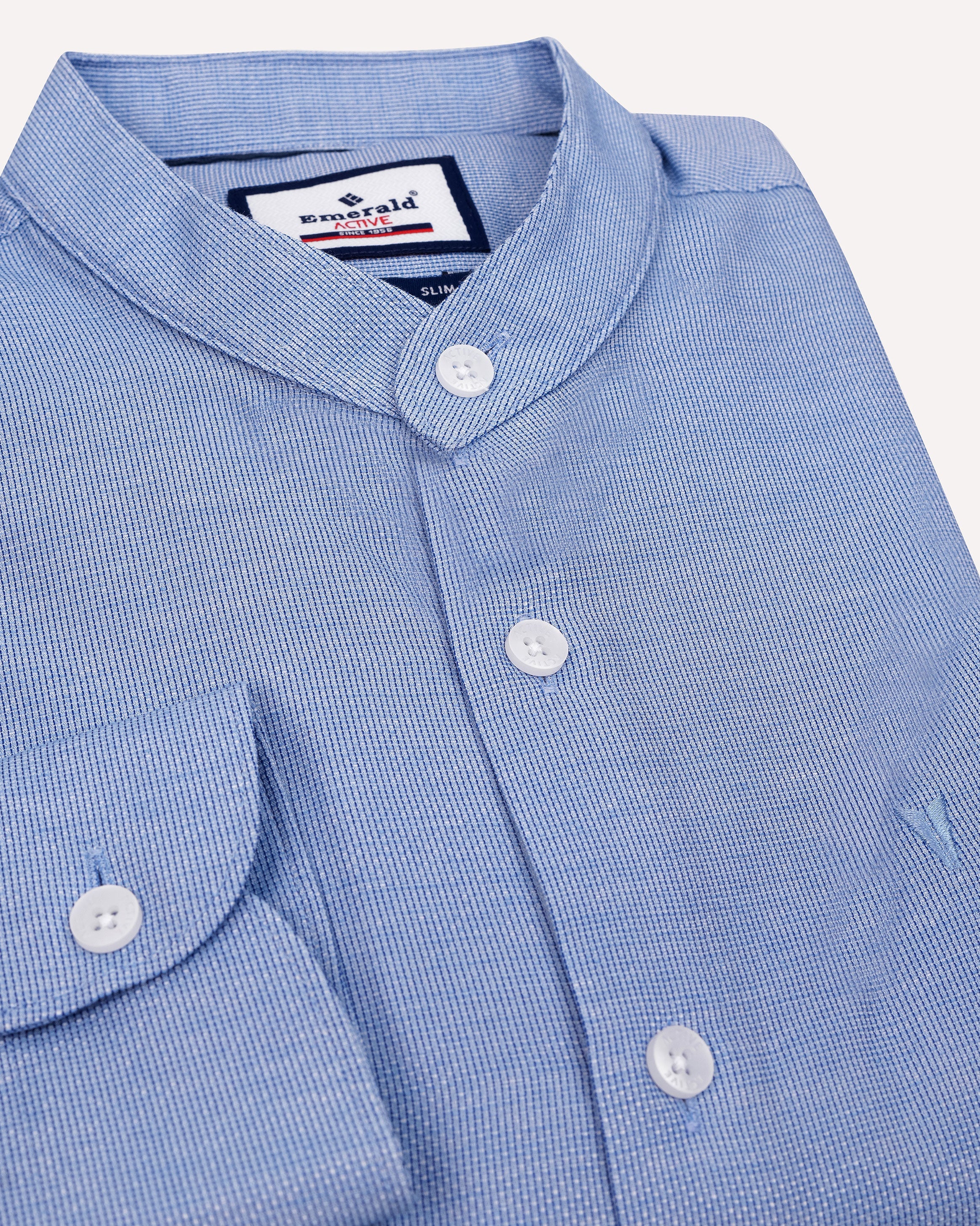 Emerald Active Dobby Slim Fit-Little Boy Blue