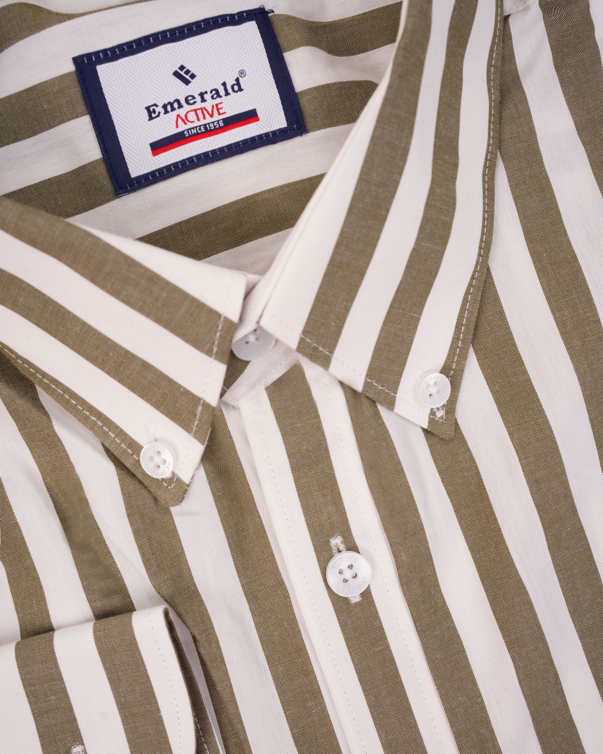 Emerald Active Stripe Slim Fit-Hedge Green