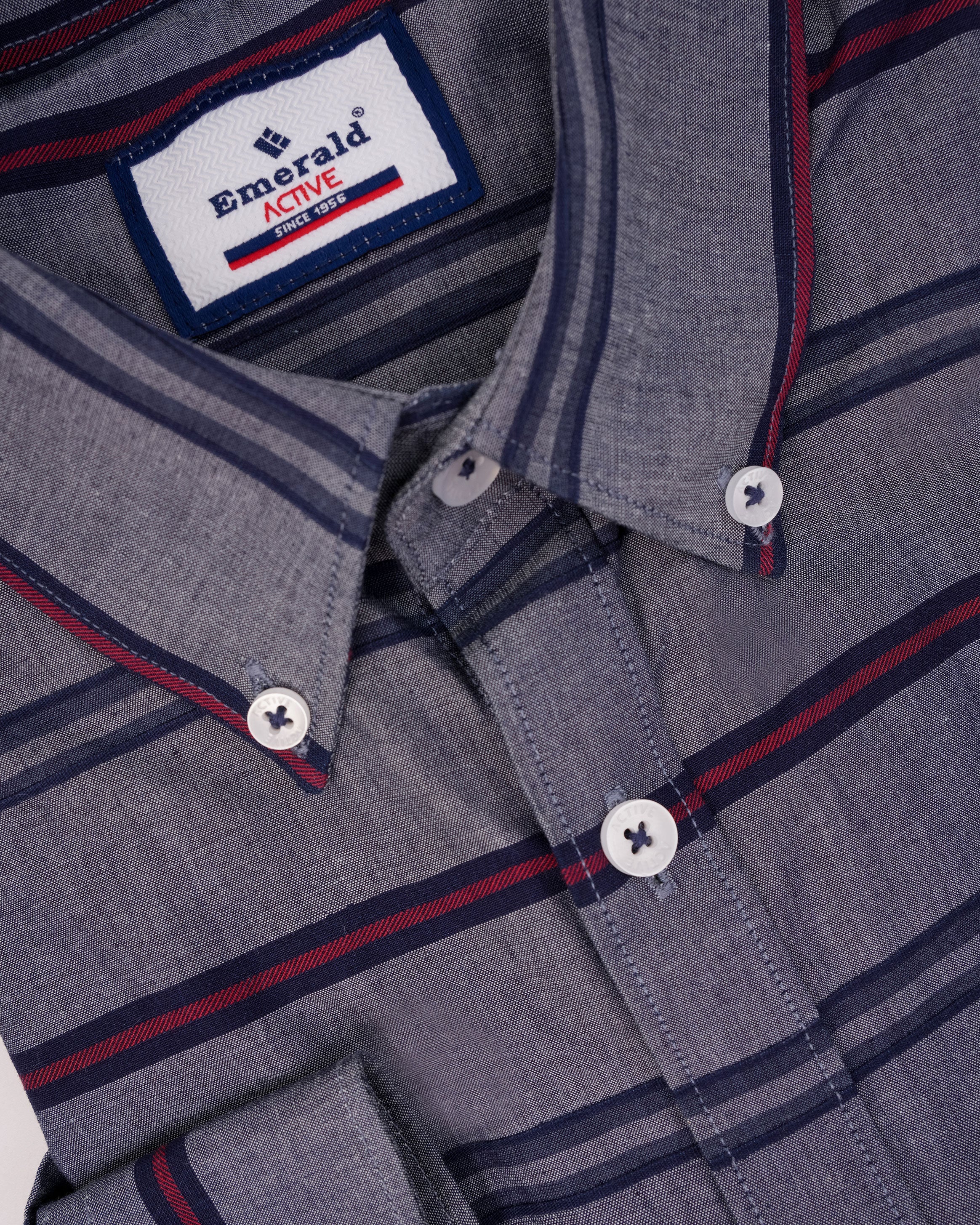 Emerald Active Stripe Slim Fit-Navy