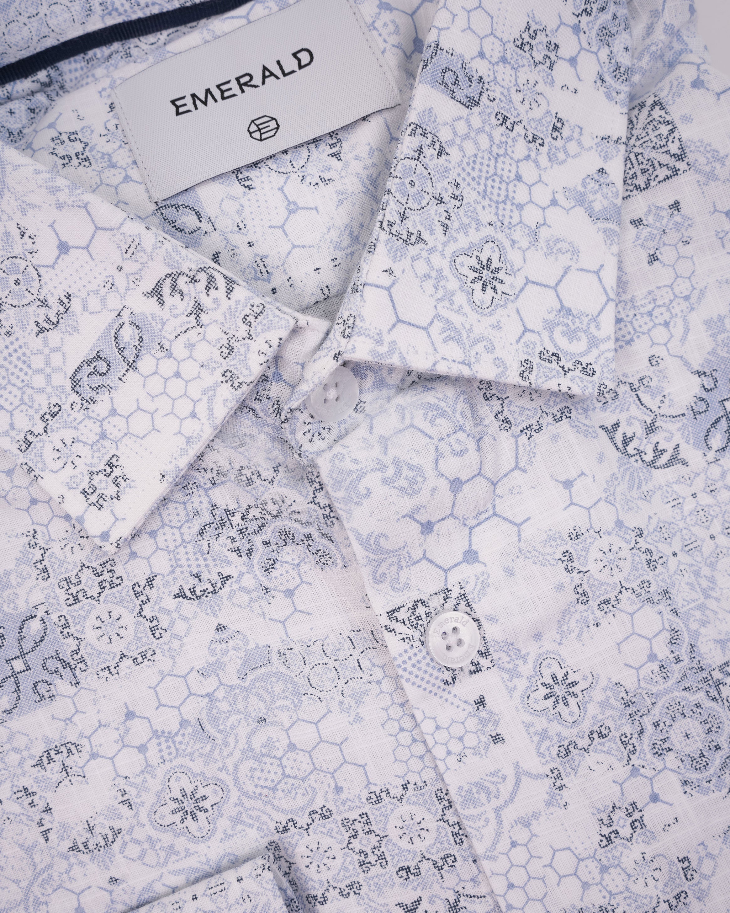 Emerald Casual Printed Slim Fit-China Blue