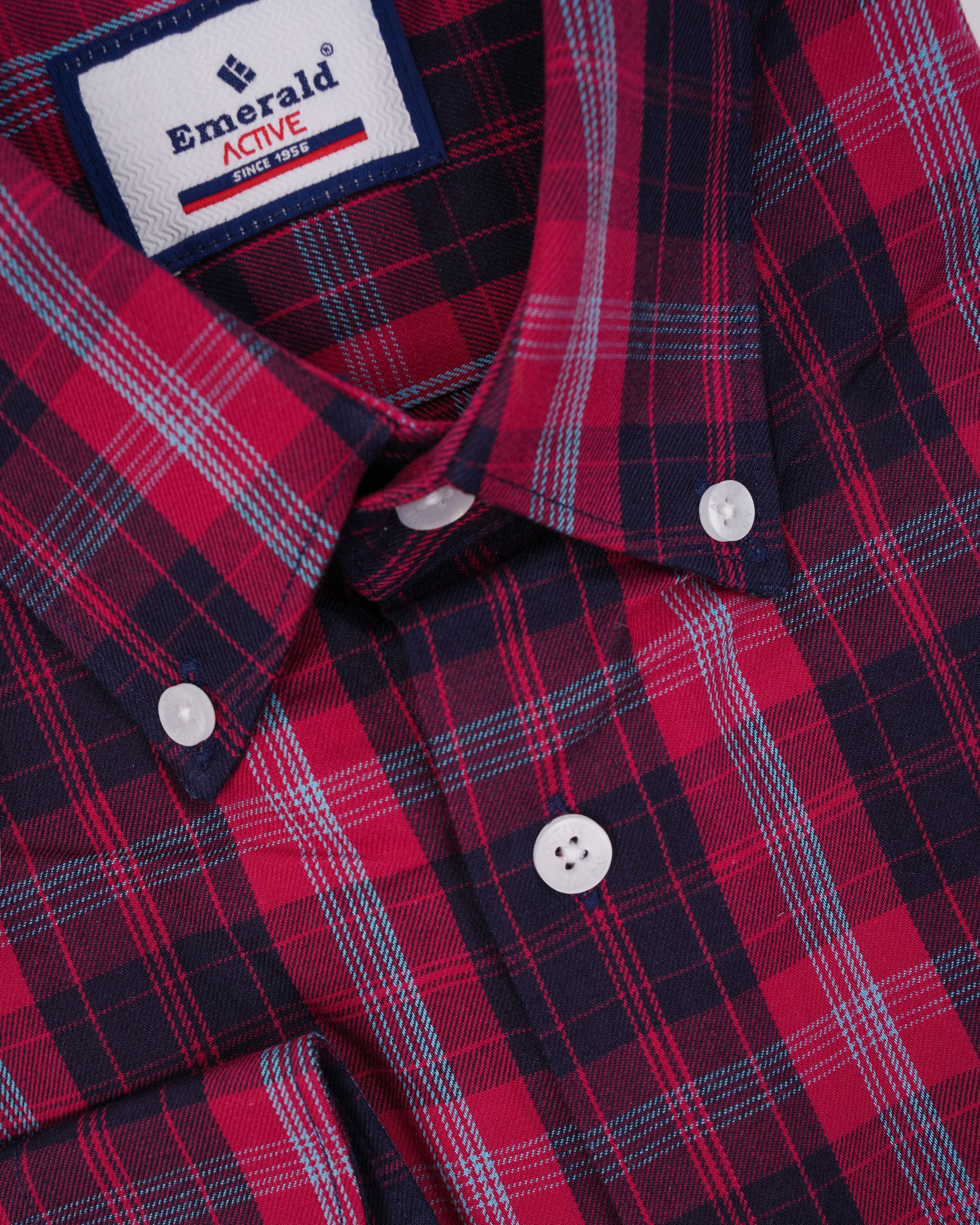Emerald Active Checks Slim Fit-True Red