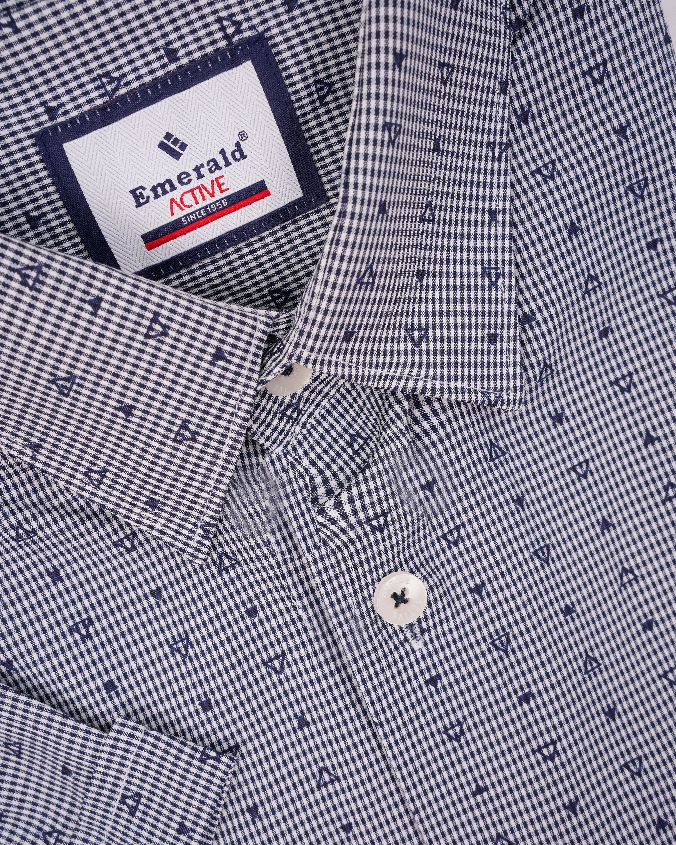 Emerald Active Printed Slim Fit-Estate Blue