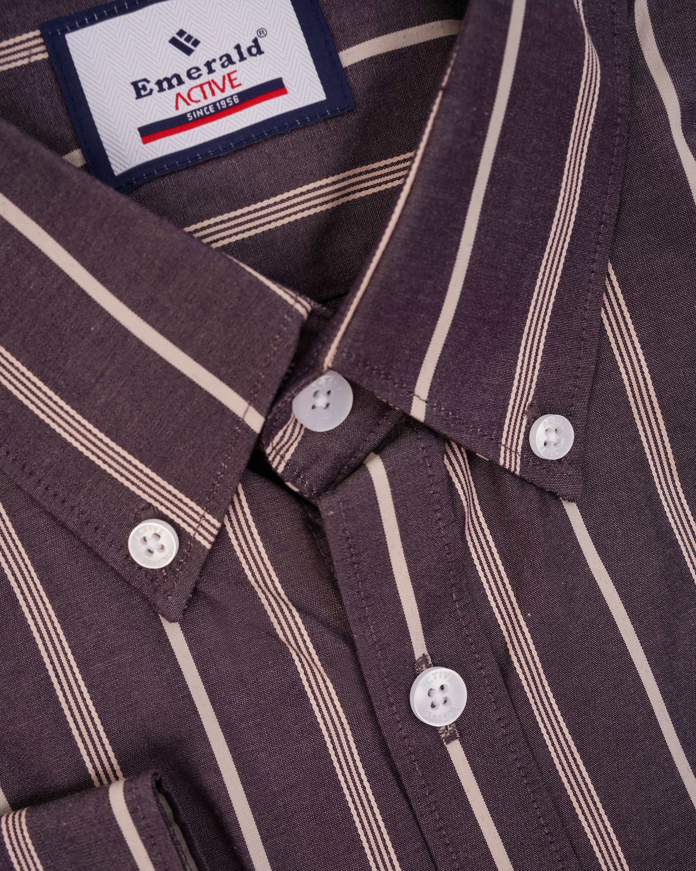 Emerald Active Stripe Slim Fit-Chocolate