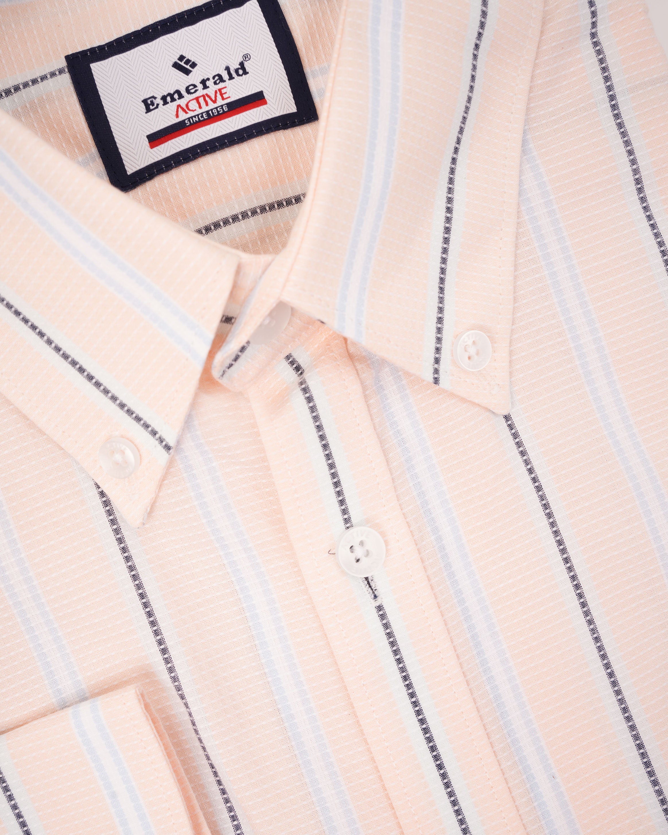 Emerald Active Stripe Slim Fit-Honey Peach