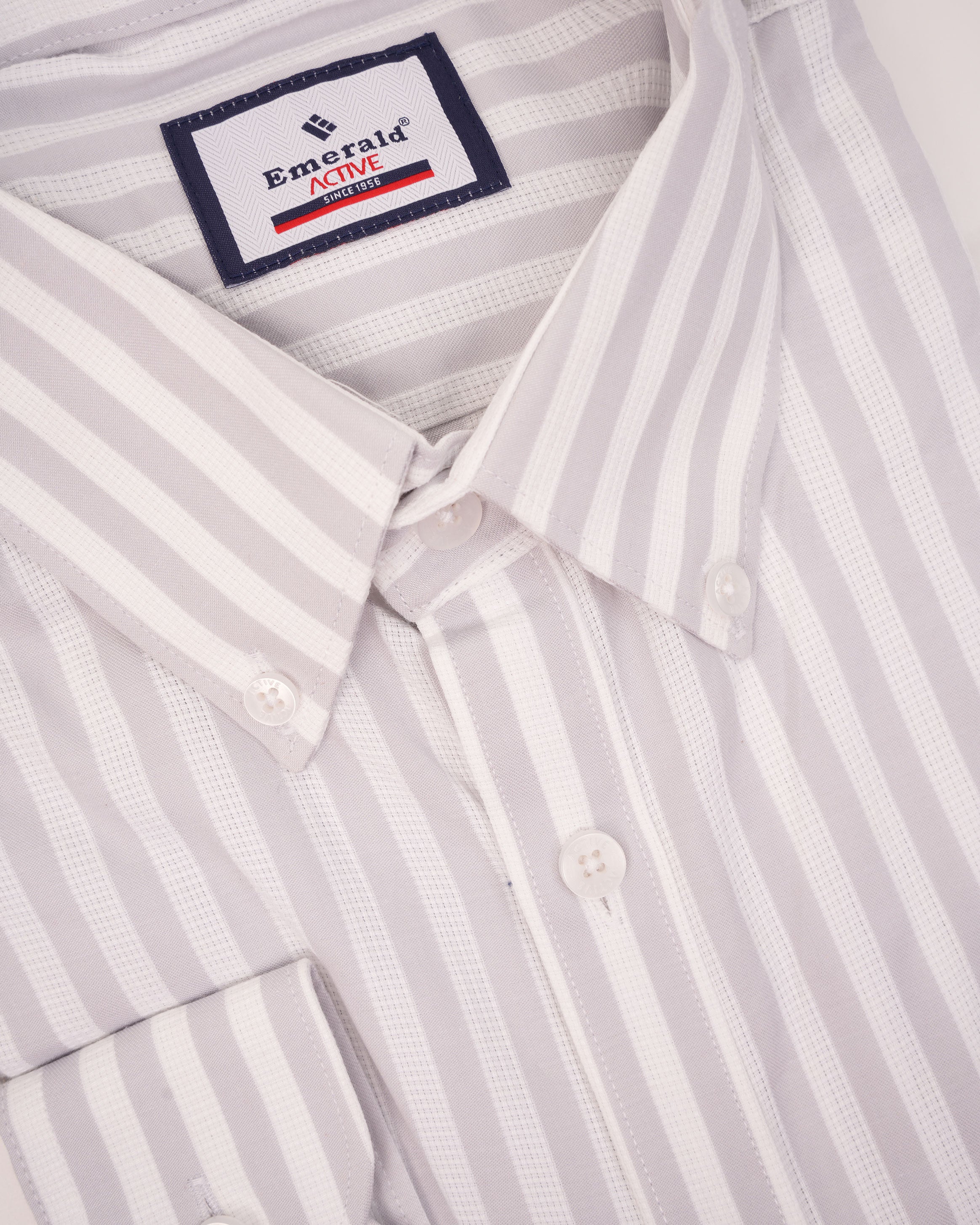Emerald Active Stripe Slim Fit-White